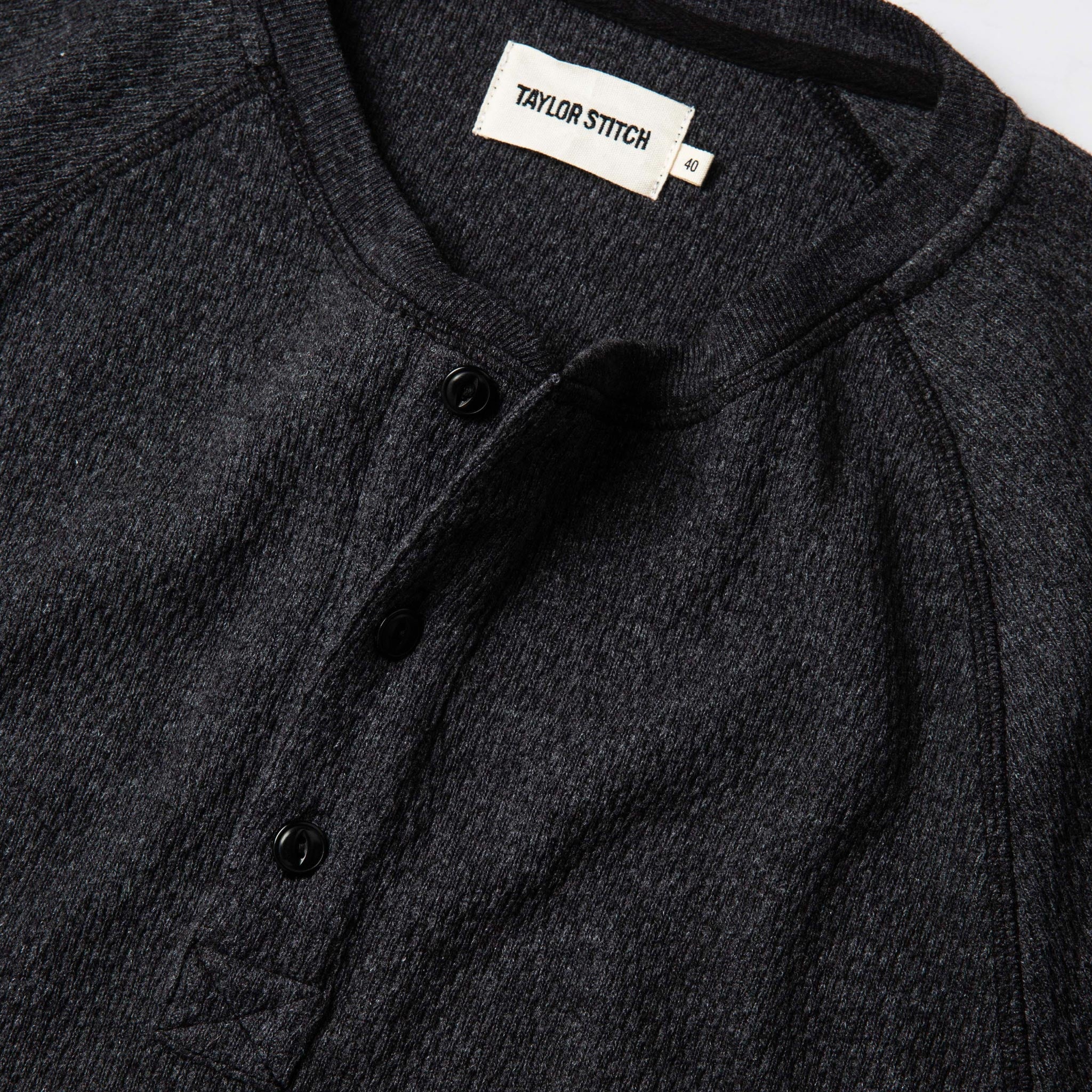 The Heavy Bag Waffle Henley in Coal - Image 6