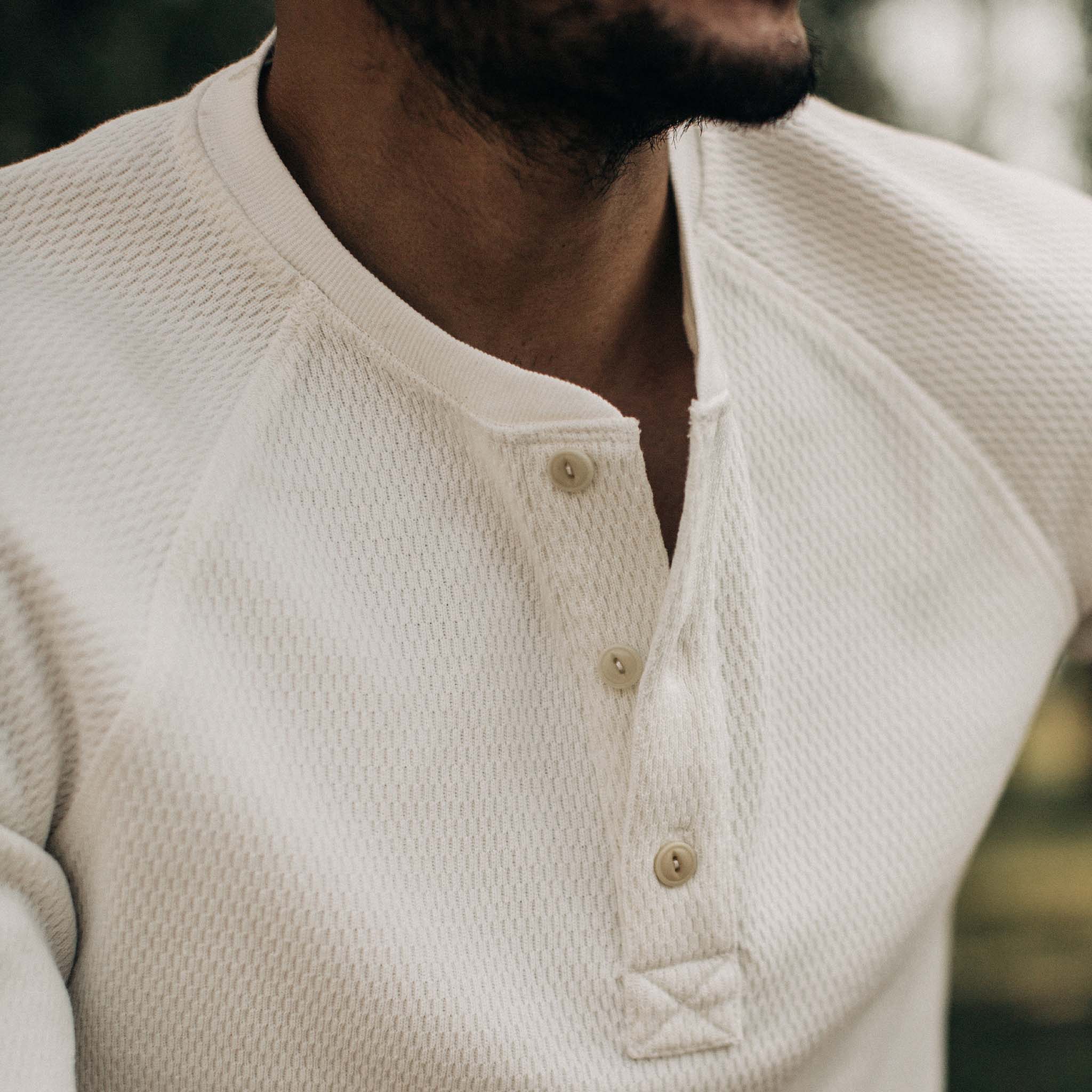 The Heavy Bag Waffle Henley in Natural - Image 3
