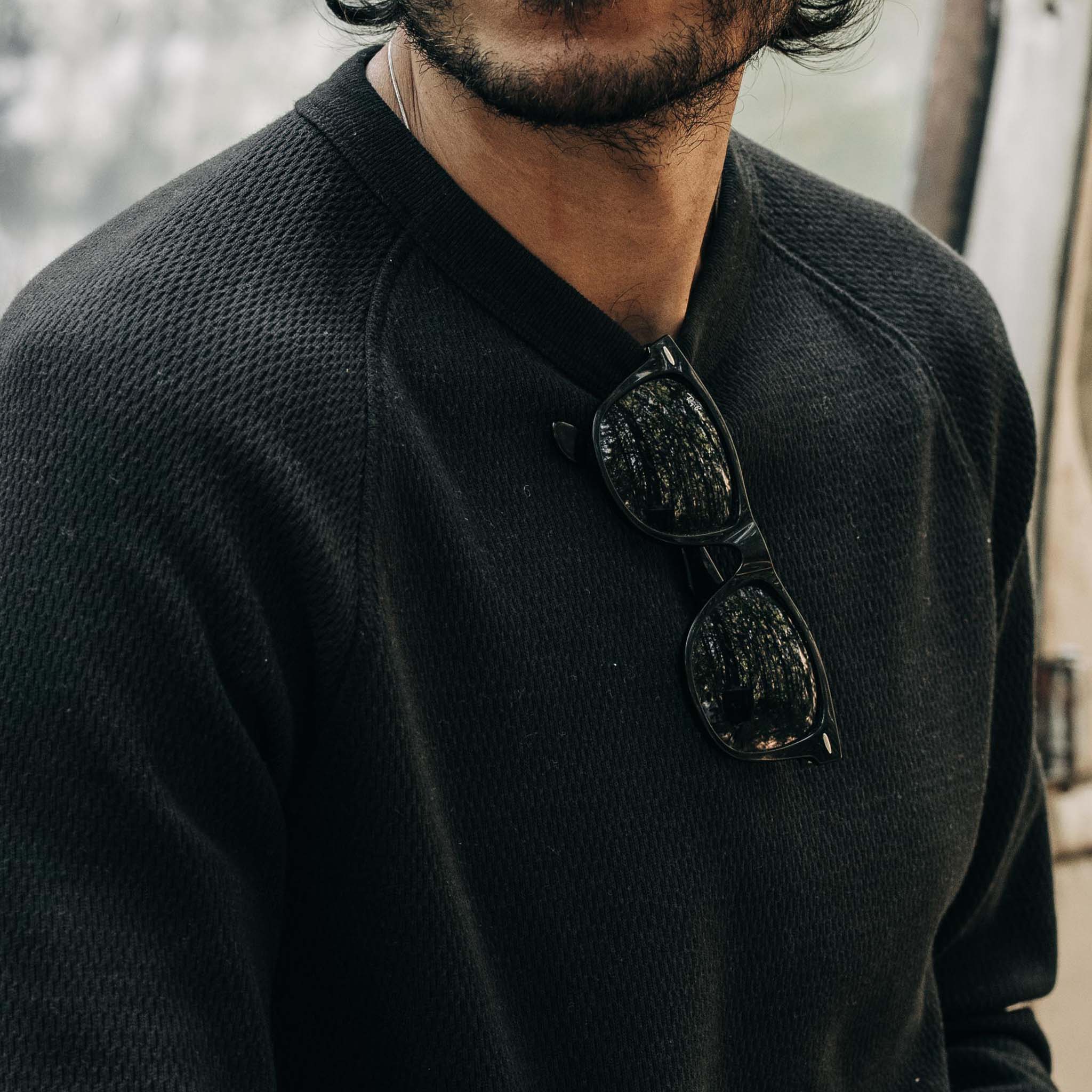 The Heavy Bag Waffle Long Sleeve in Coal - Image 3
