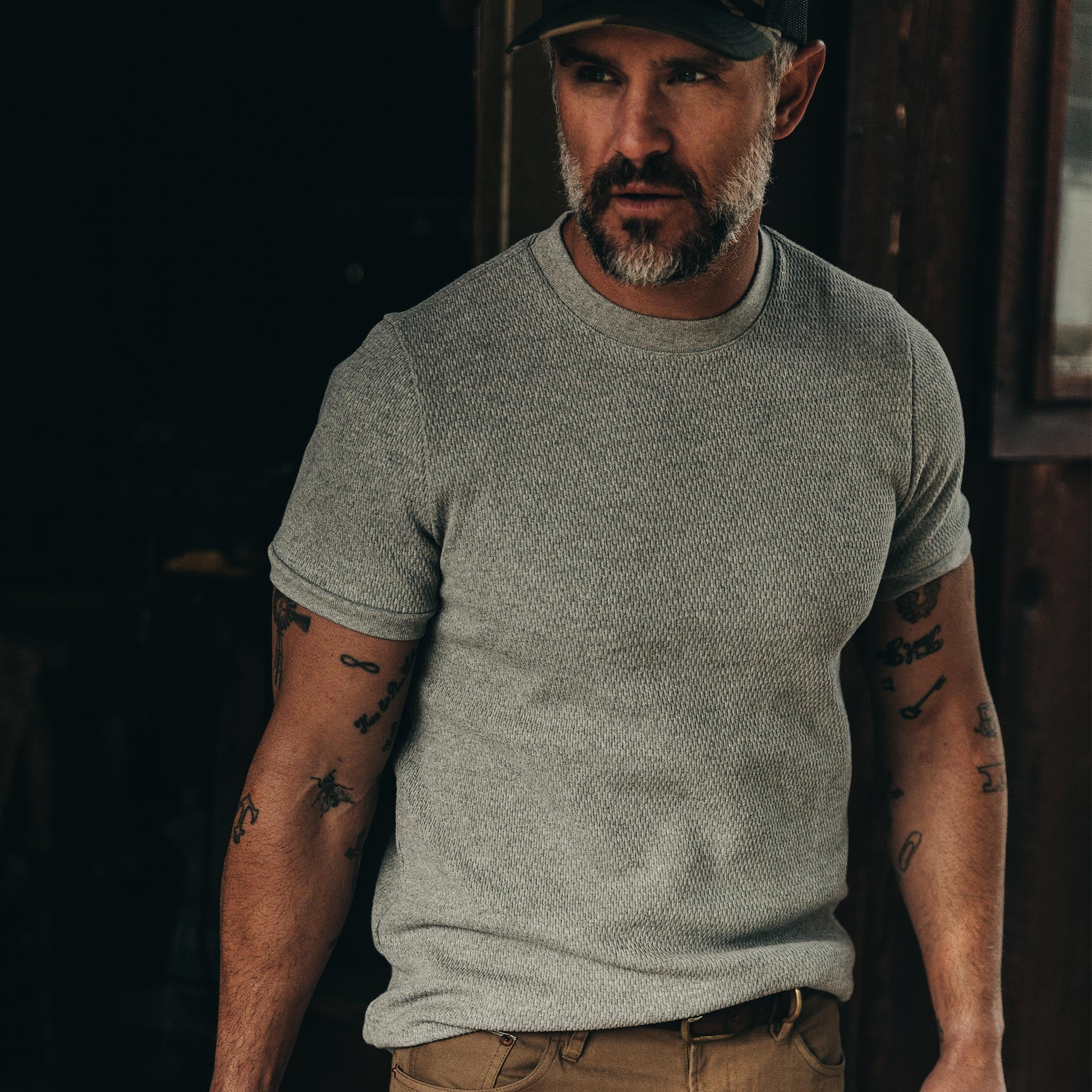 The Heavy Bag Waffle Short Sleeve in Ash - Image 2