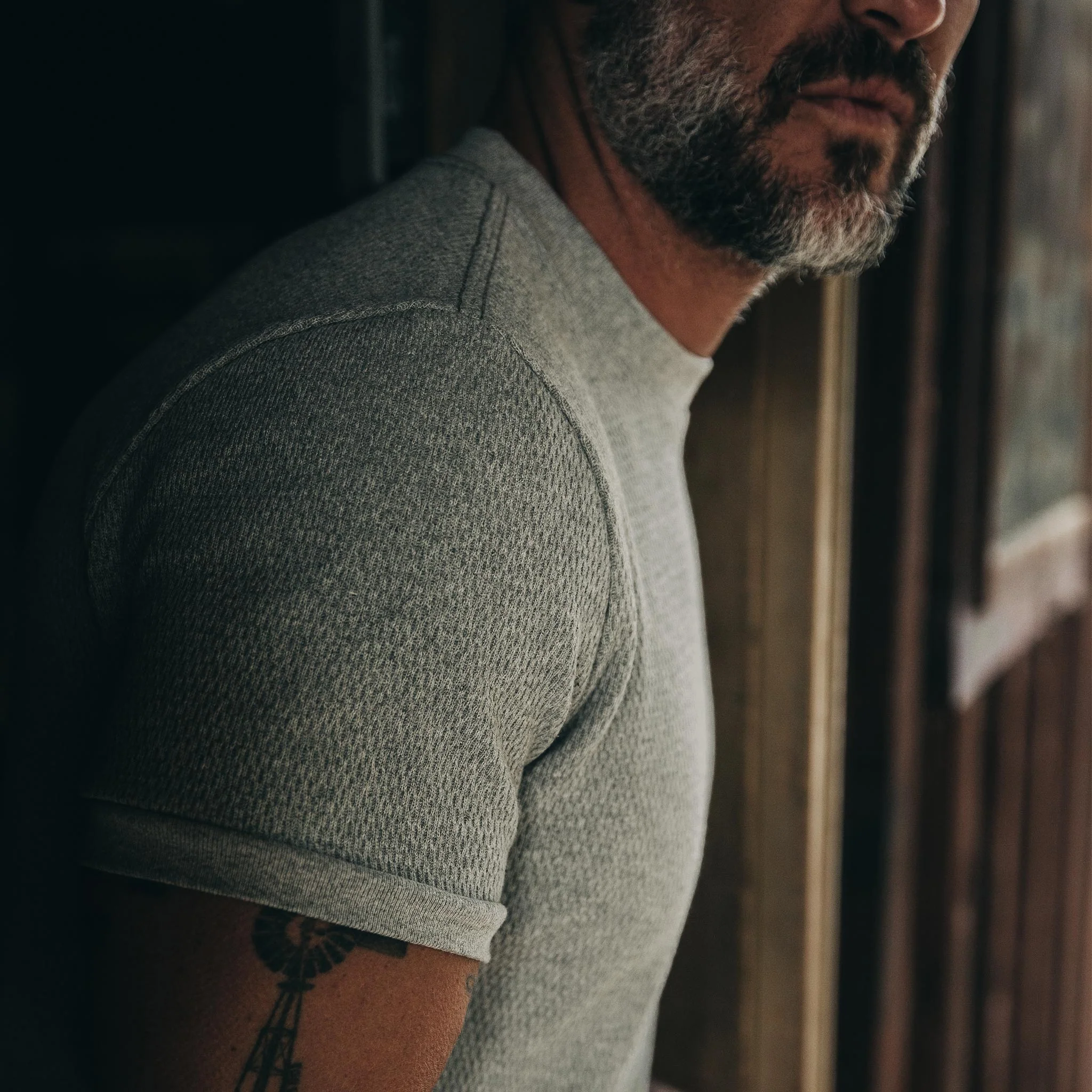 The Heavy Bag Waffle Short Sleeve in Ash - Image 4
