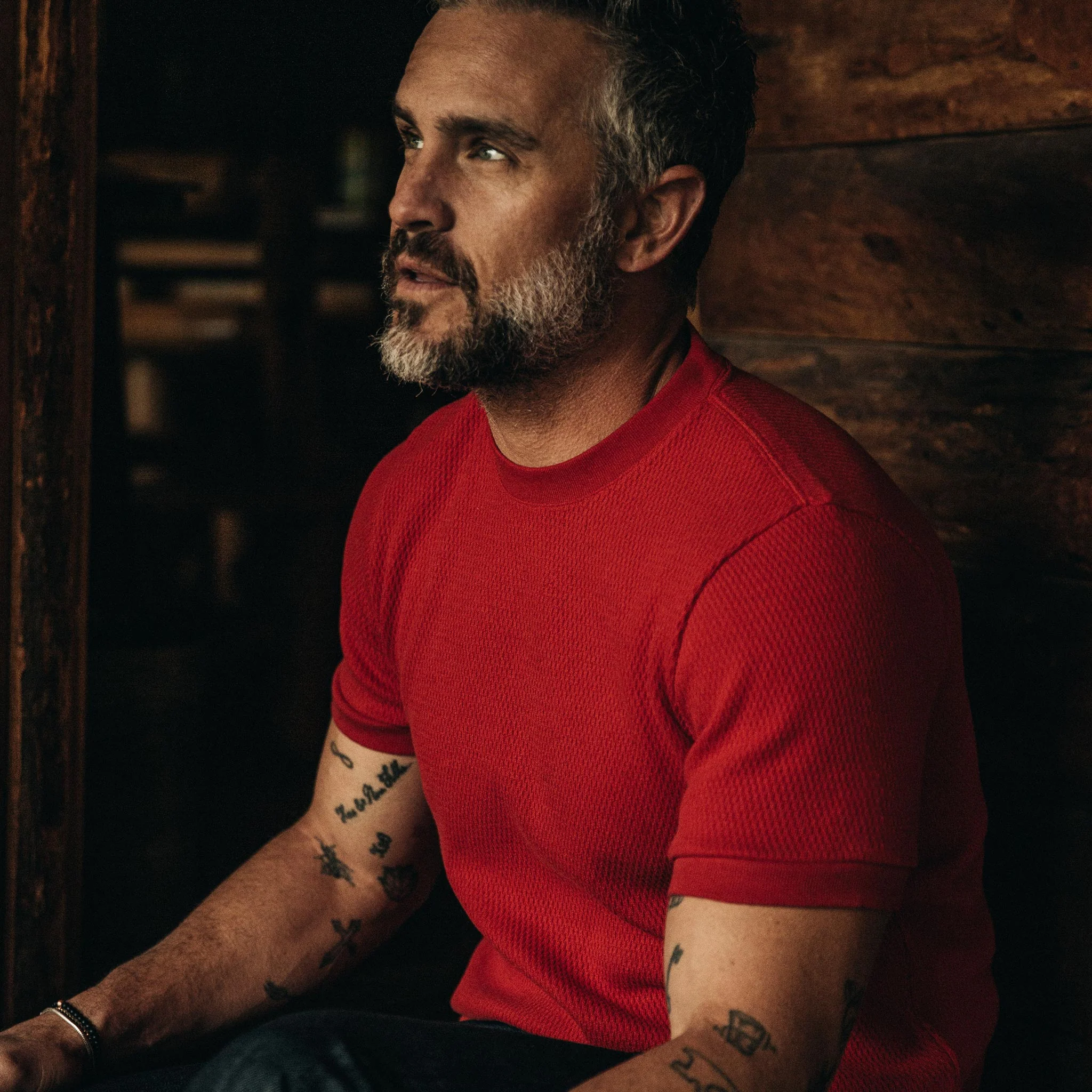 The Heavy Bag Waffle Short Sleeve in Cardinal - Image 5