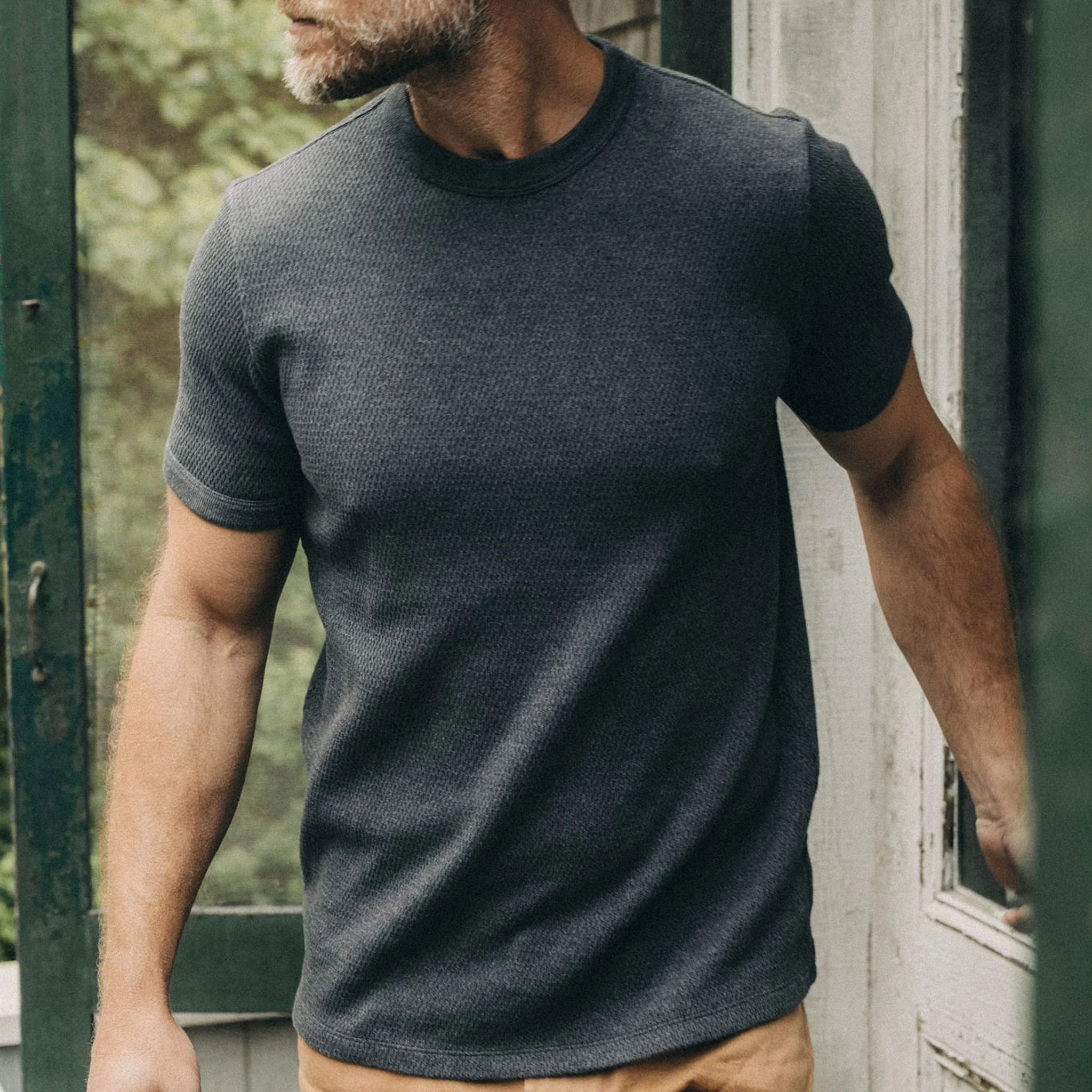 The Heavy Bag Waffle Short Sleeve in Faded Black - Image 3