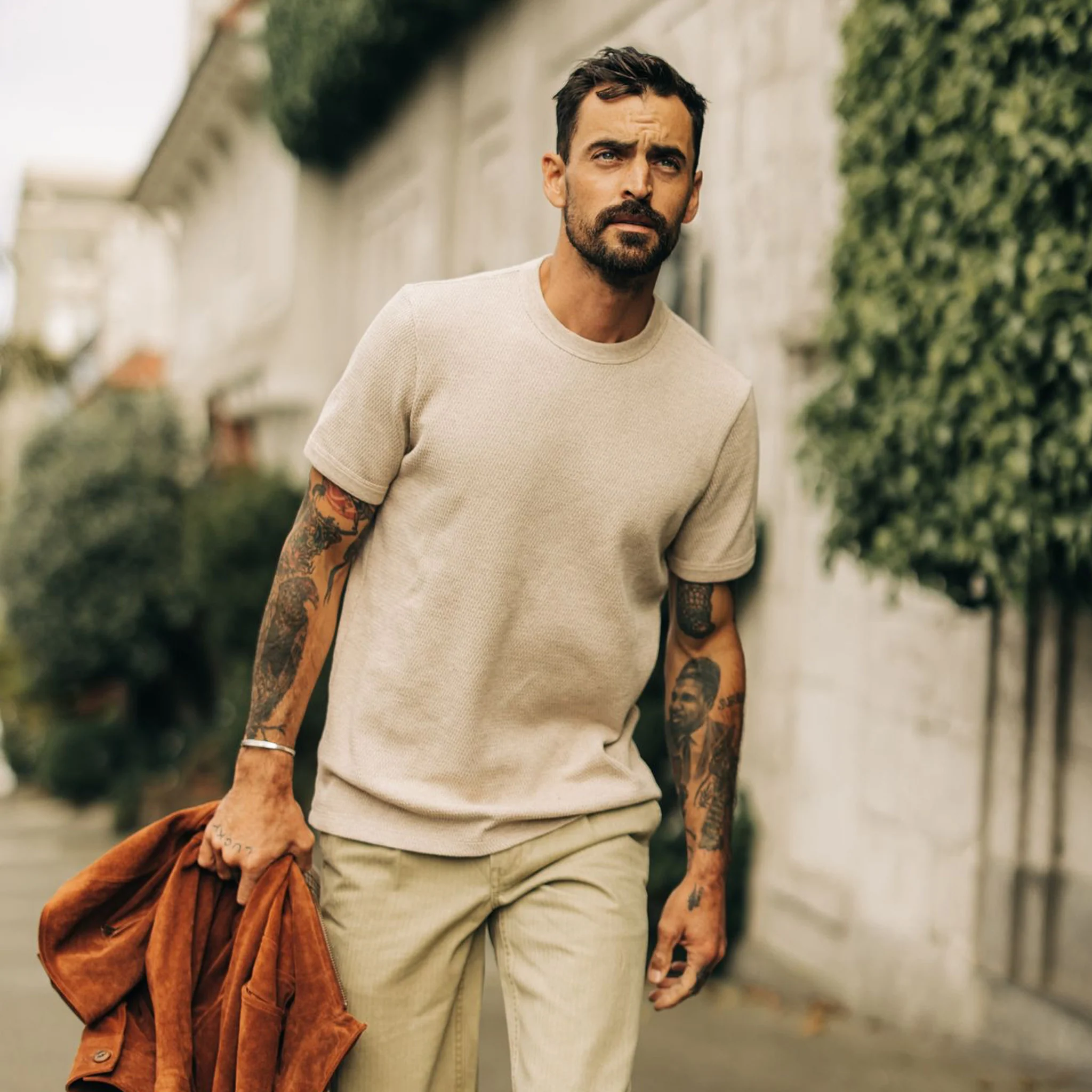 The Heavy Bag Waffle Short Sleeve in Oat Heather - Image 4