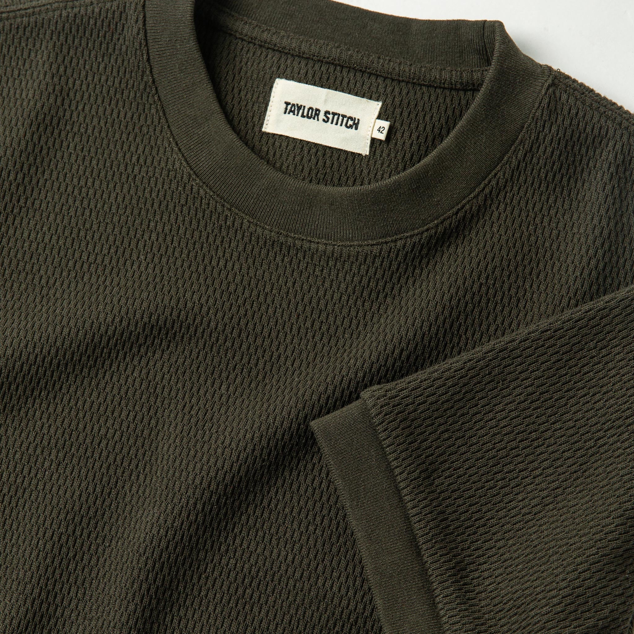 The Heavy Bag Waffle Short Sleeve in Olive - Image 6