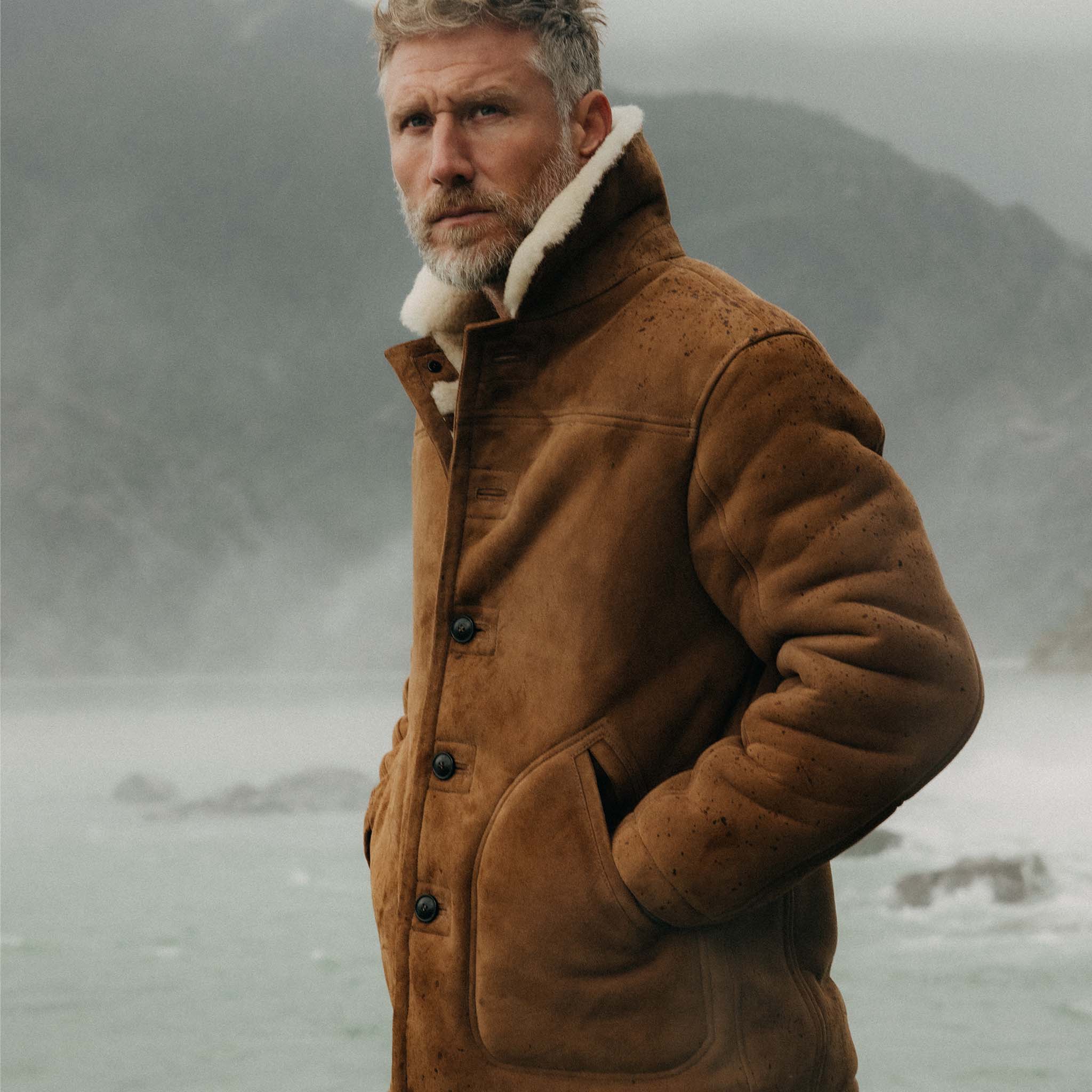 The High Plains Coat in Walnut Shearling - Image 2