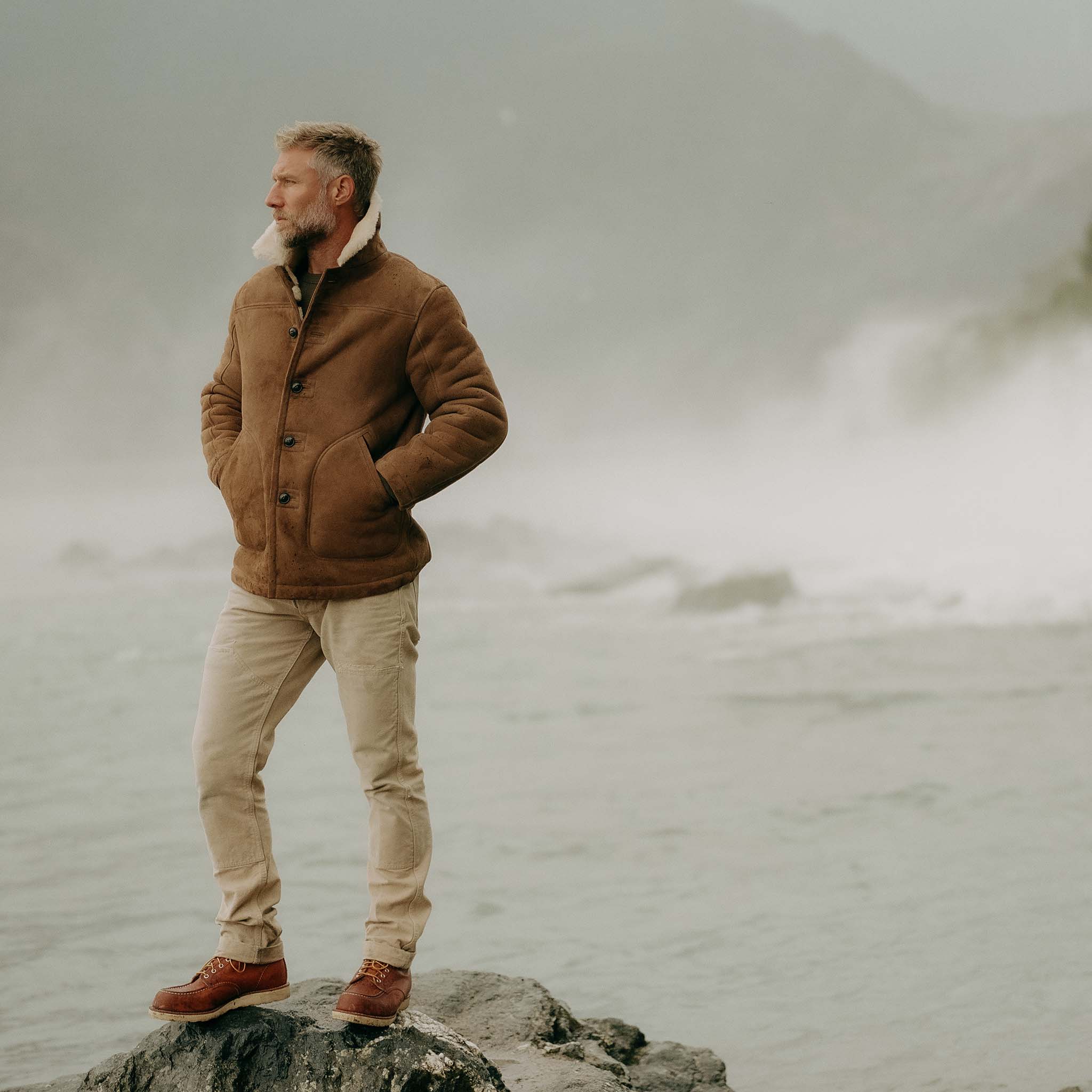 The High Plains Coat in Walnut Shearling - Image 6
