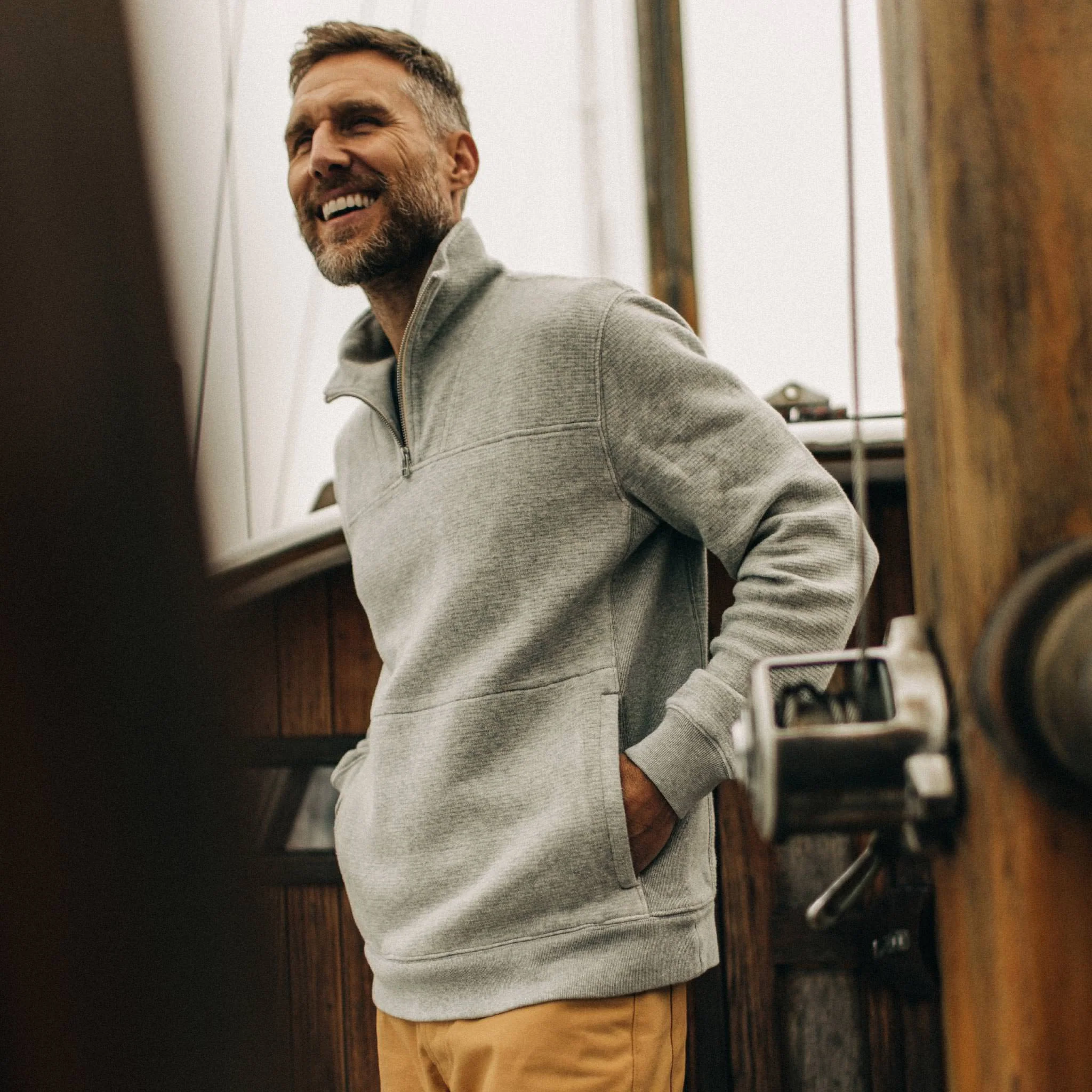 The Horizon Pullover in Ash Double Knit - Image 2