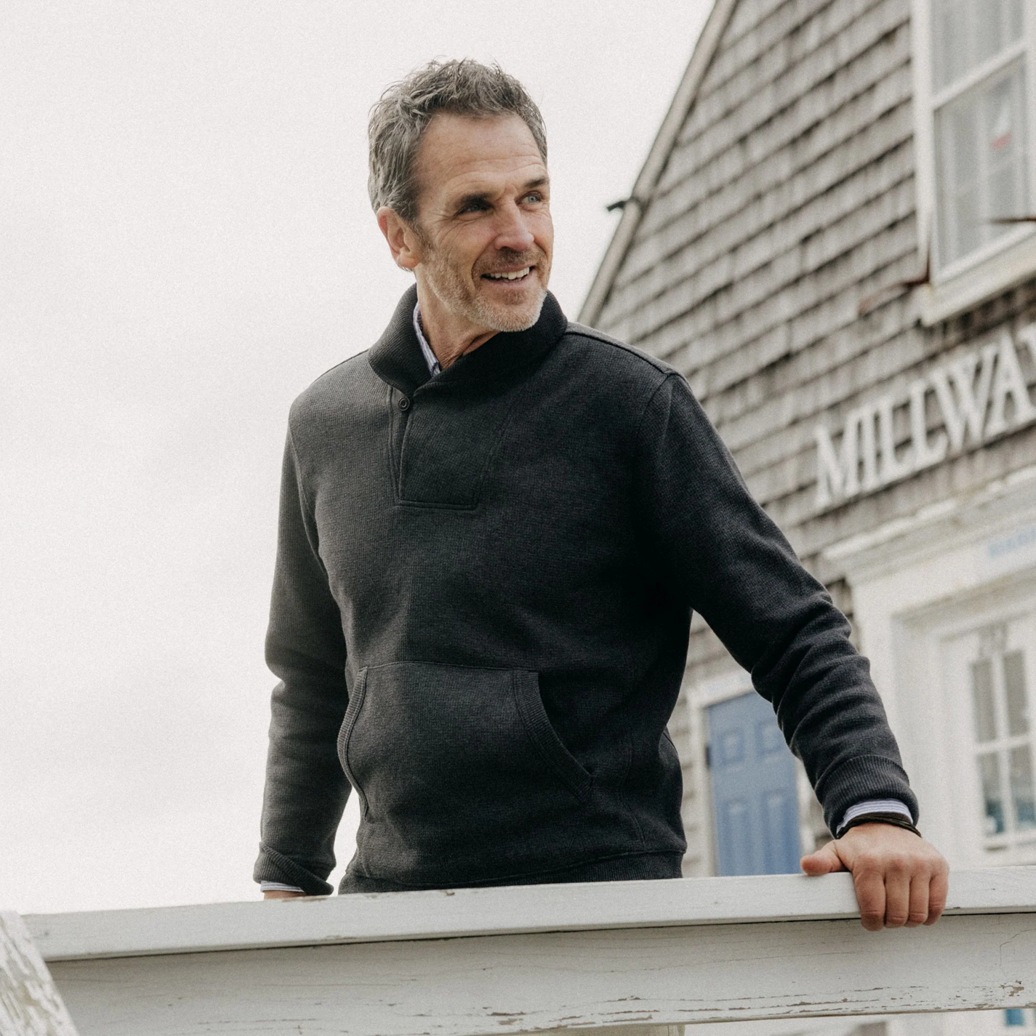 The Horizon Shawl Pullover in Coal Heather - Image 2