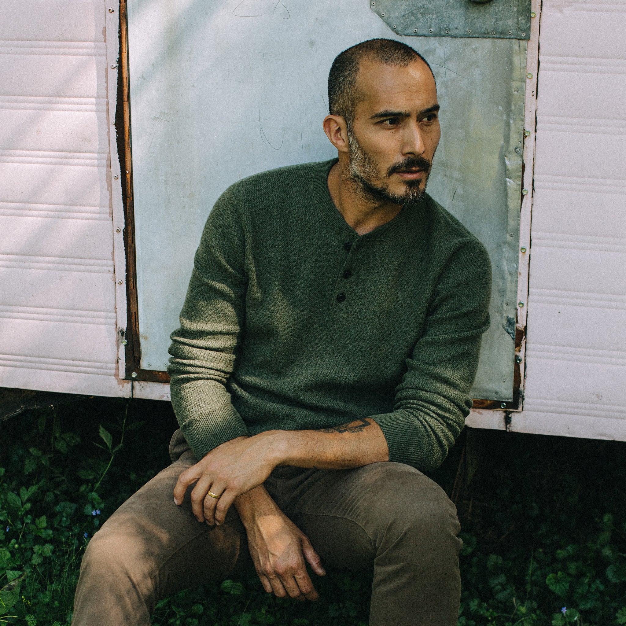 The Hudson Sweater in Heather Green - Image 2