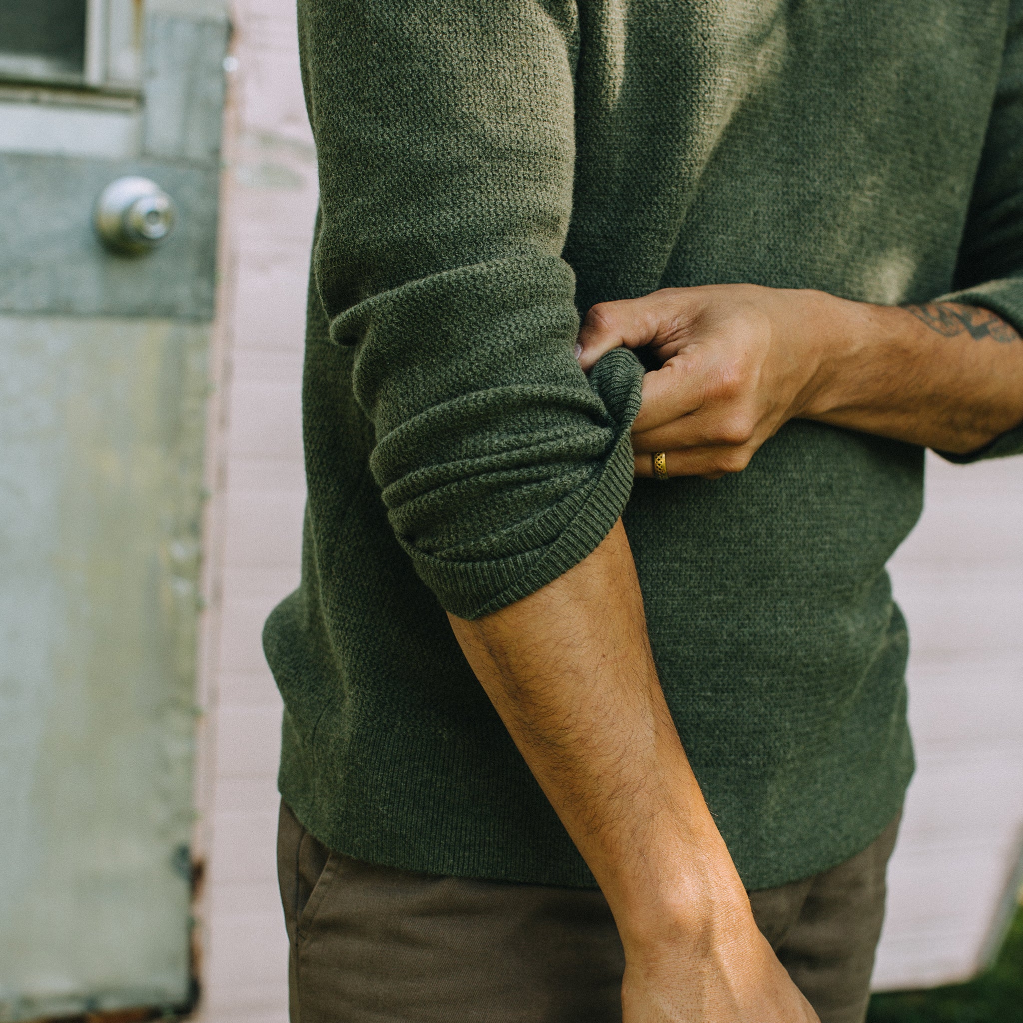 The Hudson Sweater in Heather Green - Image 3