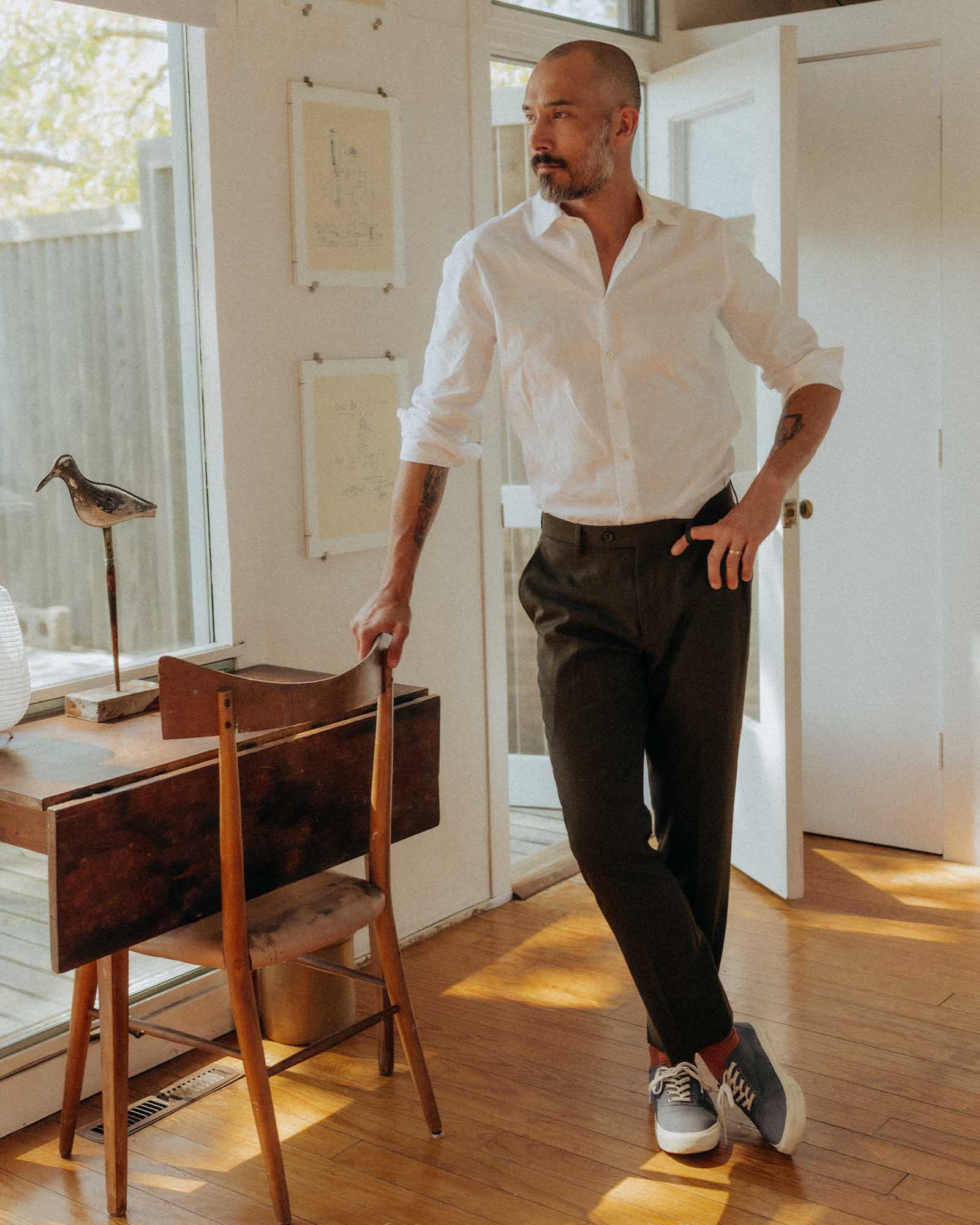 The Hyde Shirt in White Pinpoint Oxford - Image 4