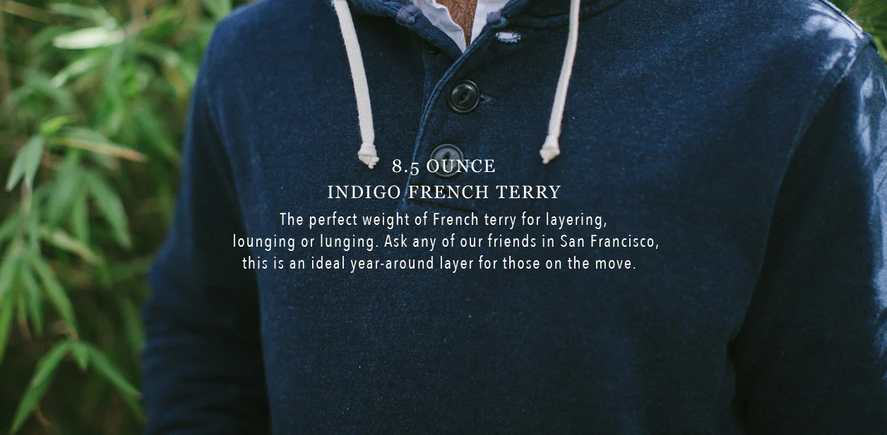 Indigo 3 Button Hooded Sweatshirt - Image 9