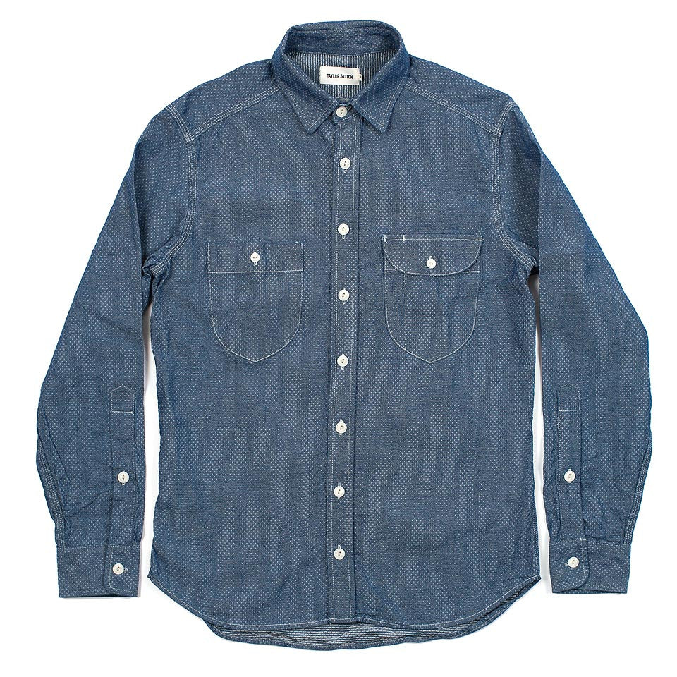 Indigo Jacquard Dot Utility Shirt - Image 3