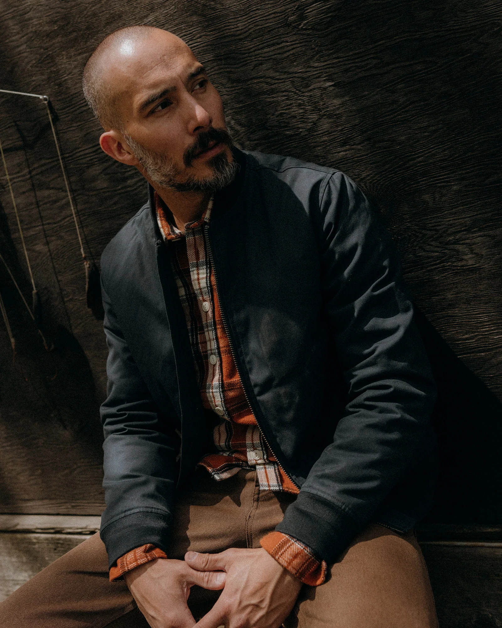 The Insulated Bomber Jacket in Dark Navy Dry Wax - Image 4