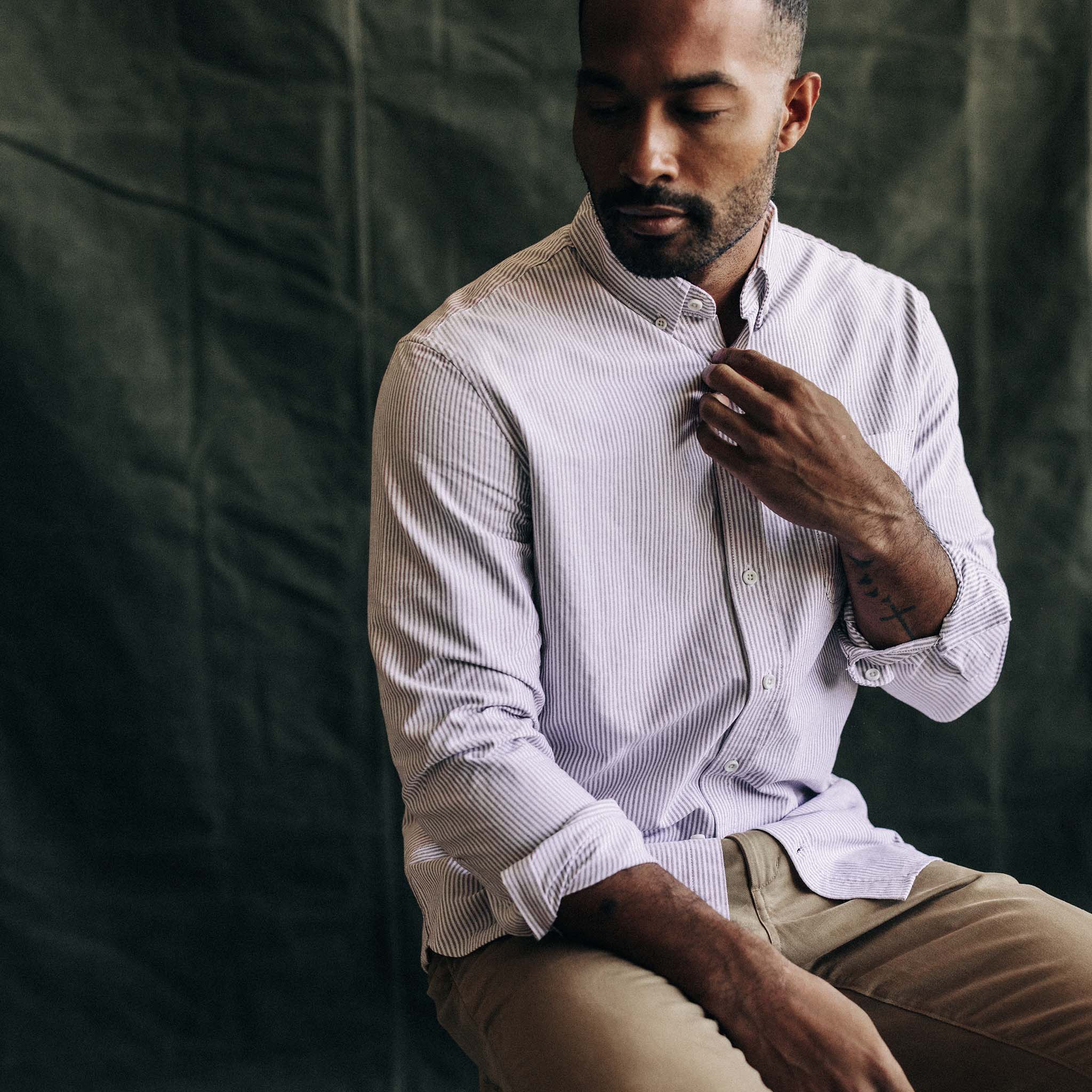 The Jack in Burgundy University Stripe Oxford - Image 4