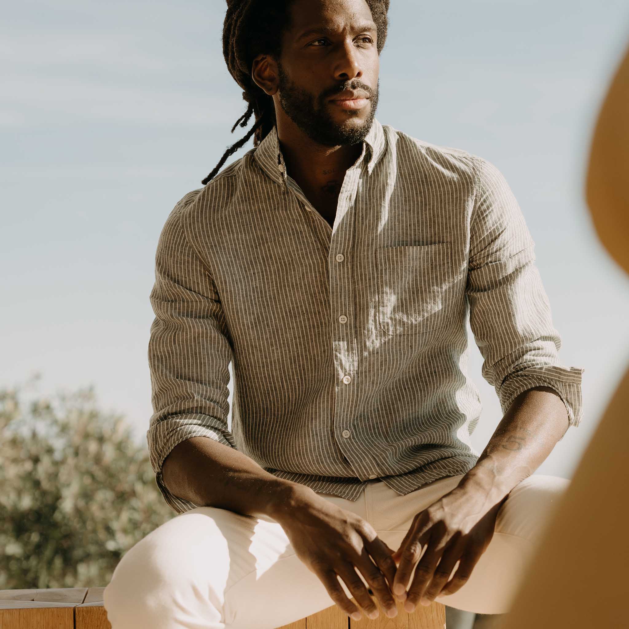 The Jack in Cilantro Stripe Linen - Image 2