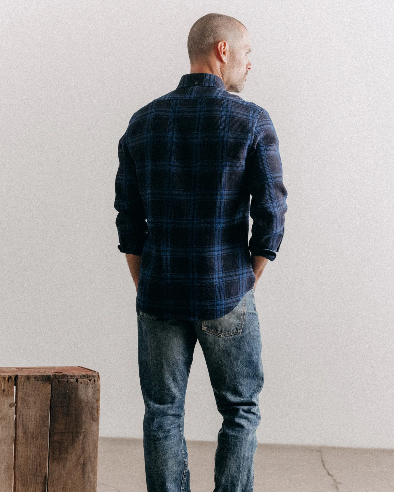 The Jack in Deep Indigo Plaid Waffle - Image 4
