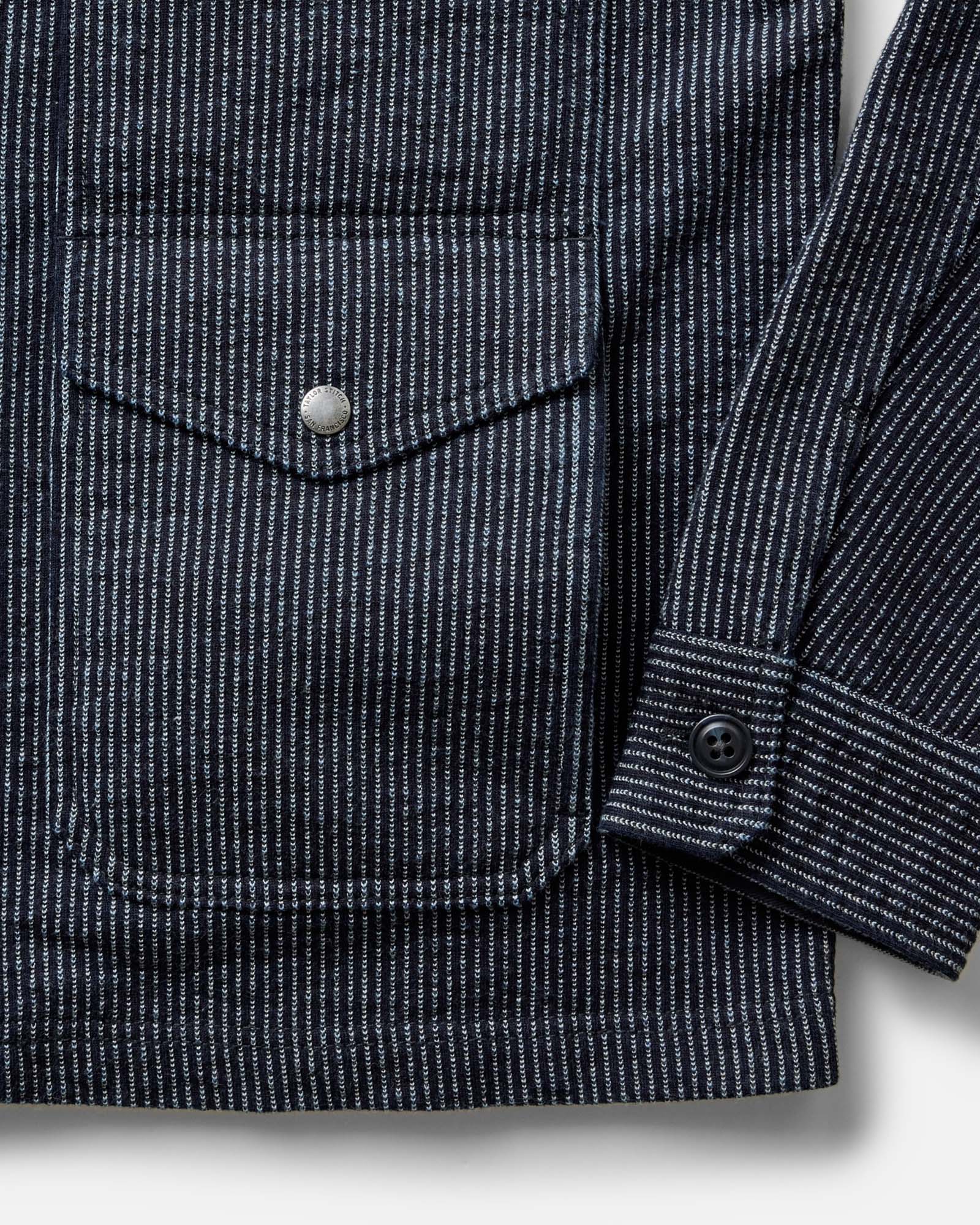 The Jackson Jacket in Rinsed Indigo French Terry Stripe - Image 6