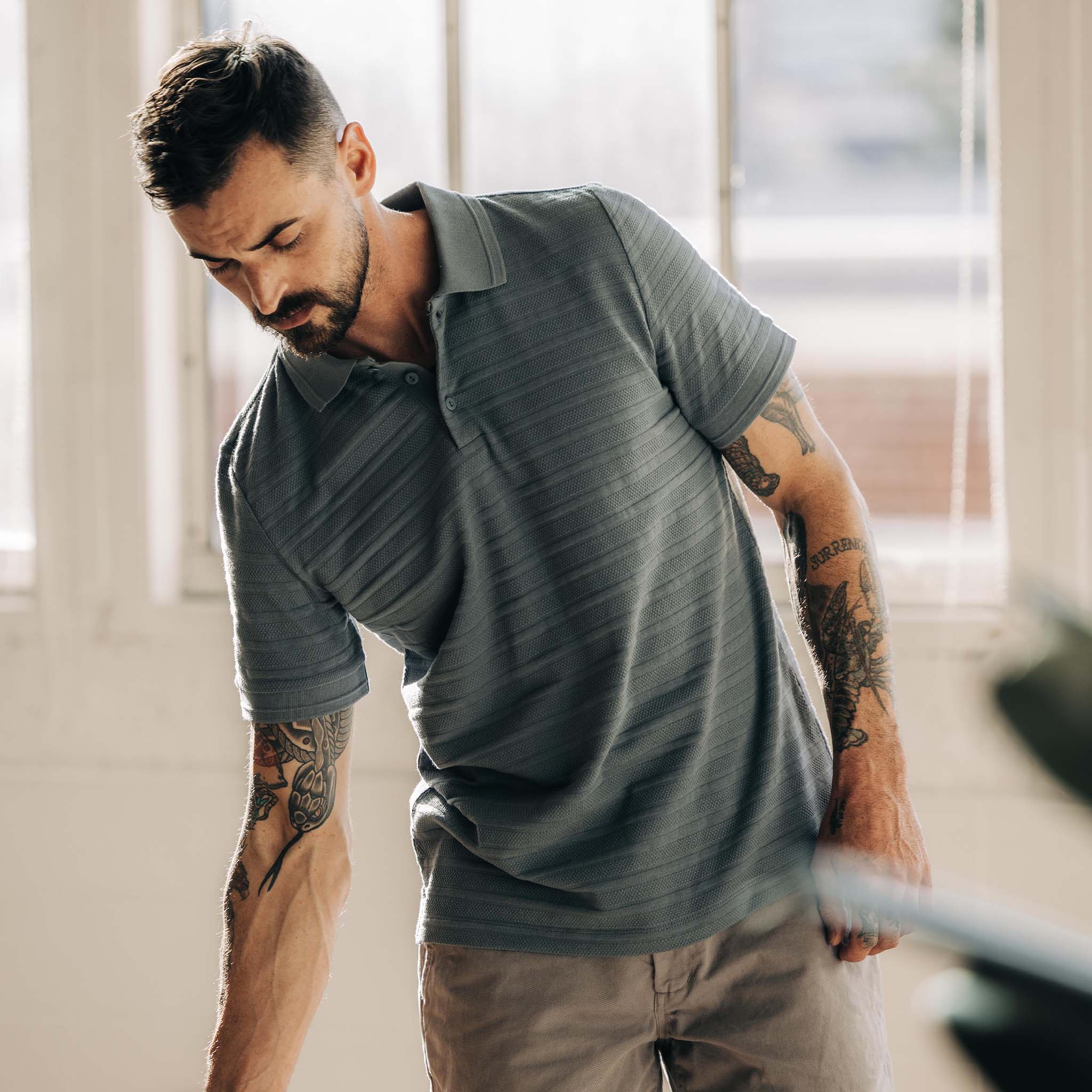 The Jacquard Polo in Storm - Image 2