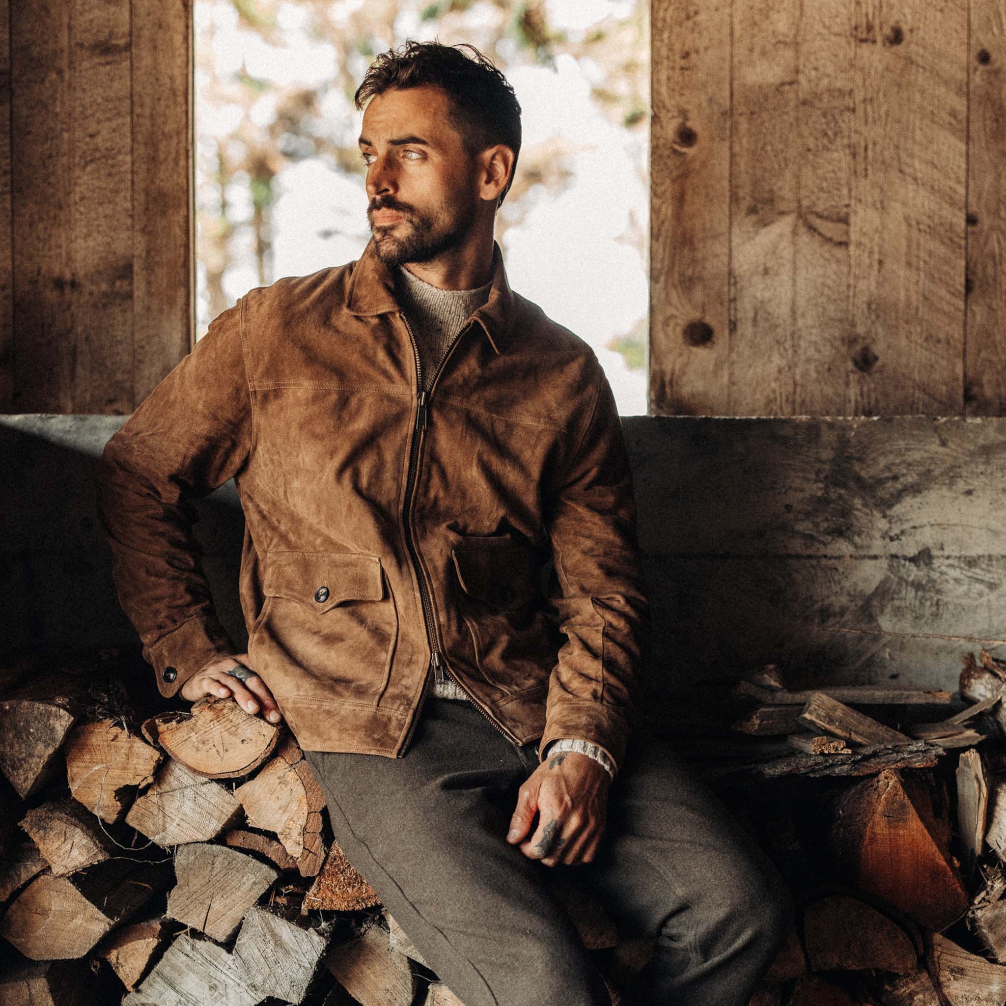 The James Jacket in Vintage Tan Suede - Image 2