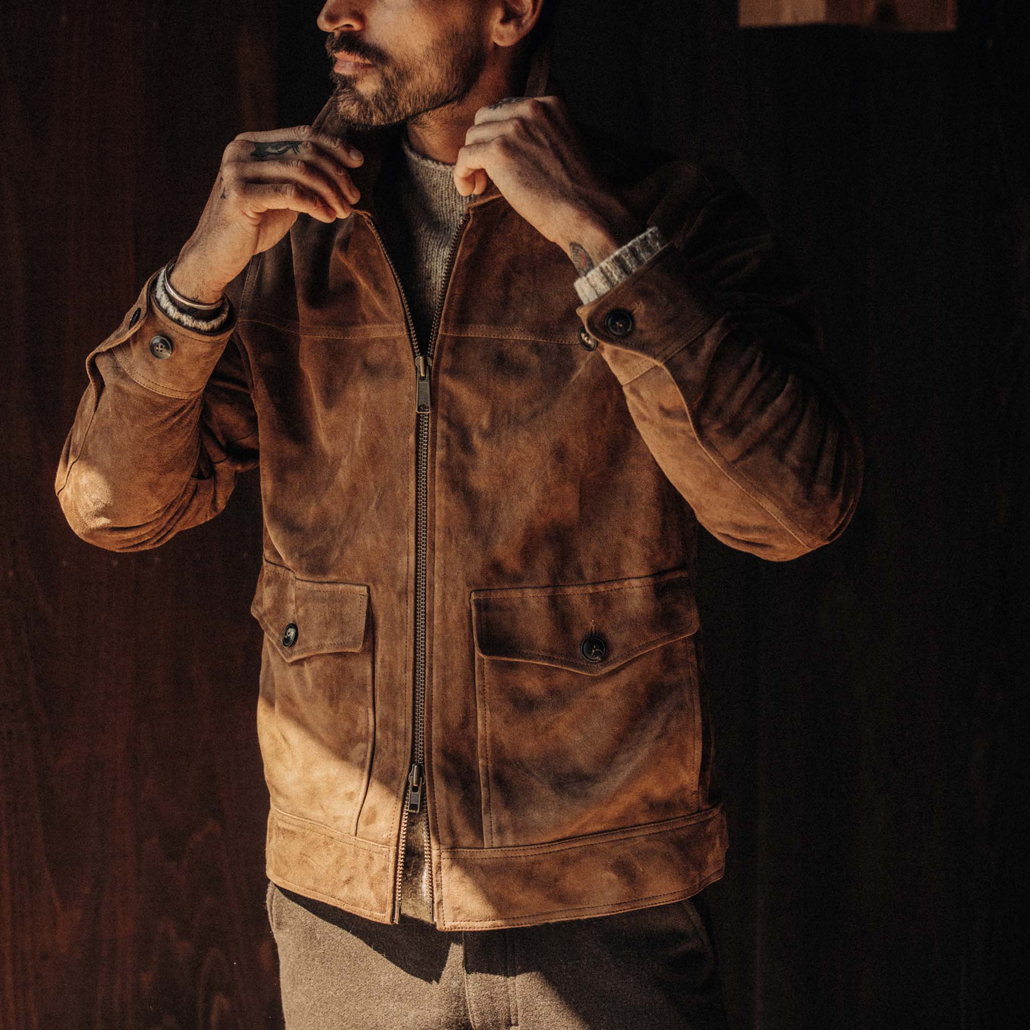 The James Jacket in Vintage Tan Suede - Image 3