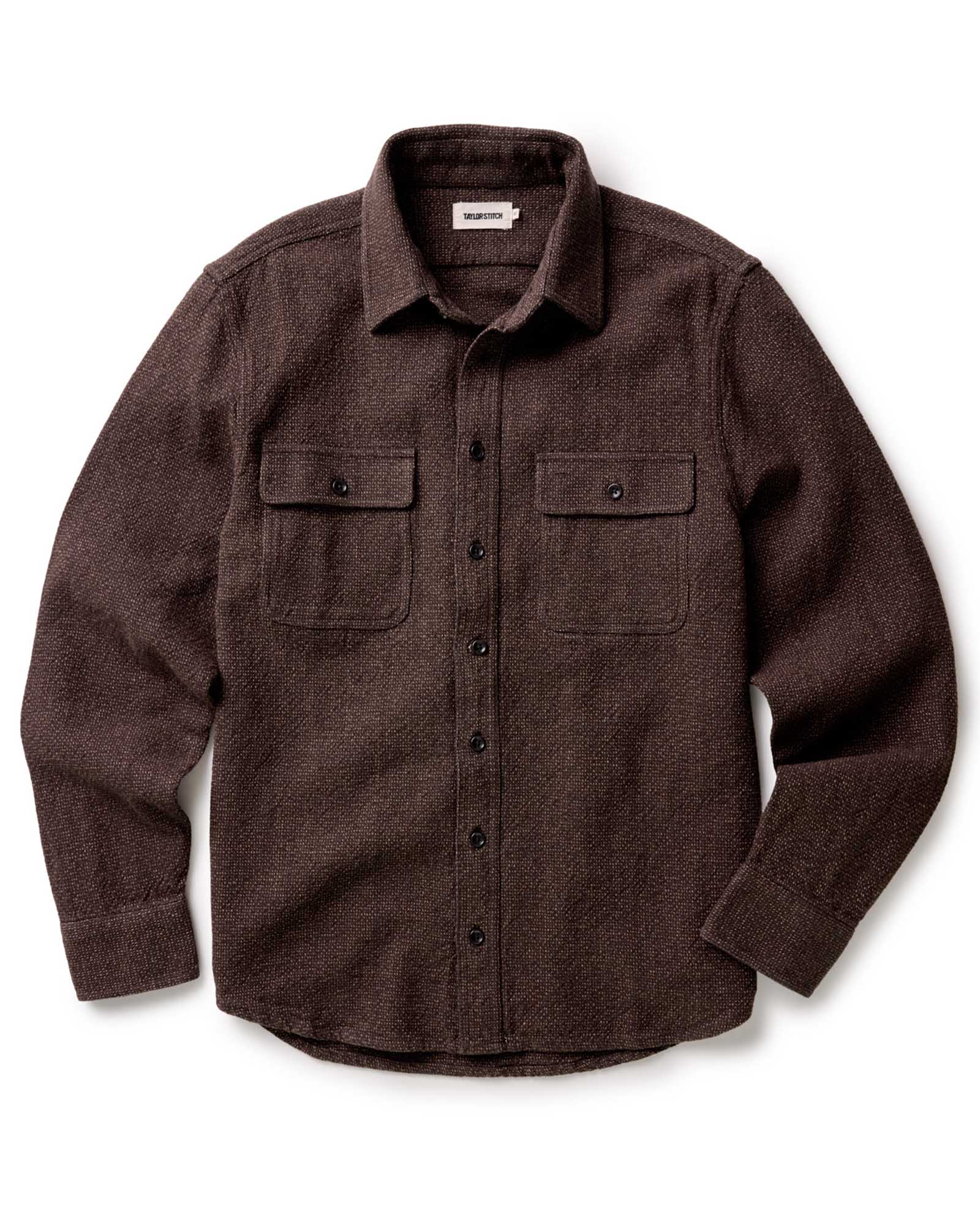 The Ledge Shirt in Black Coffee Linen Tweed - Image 6