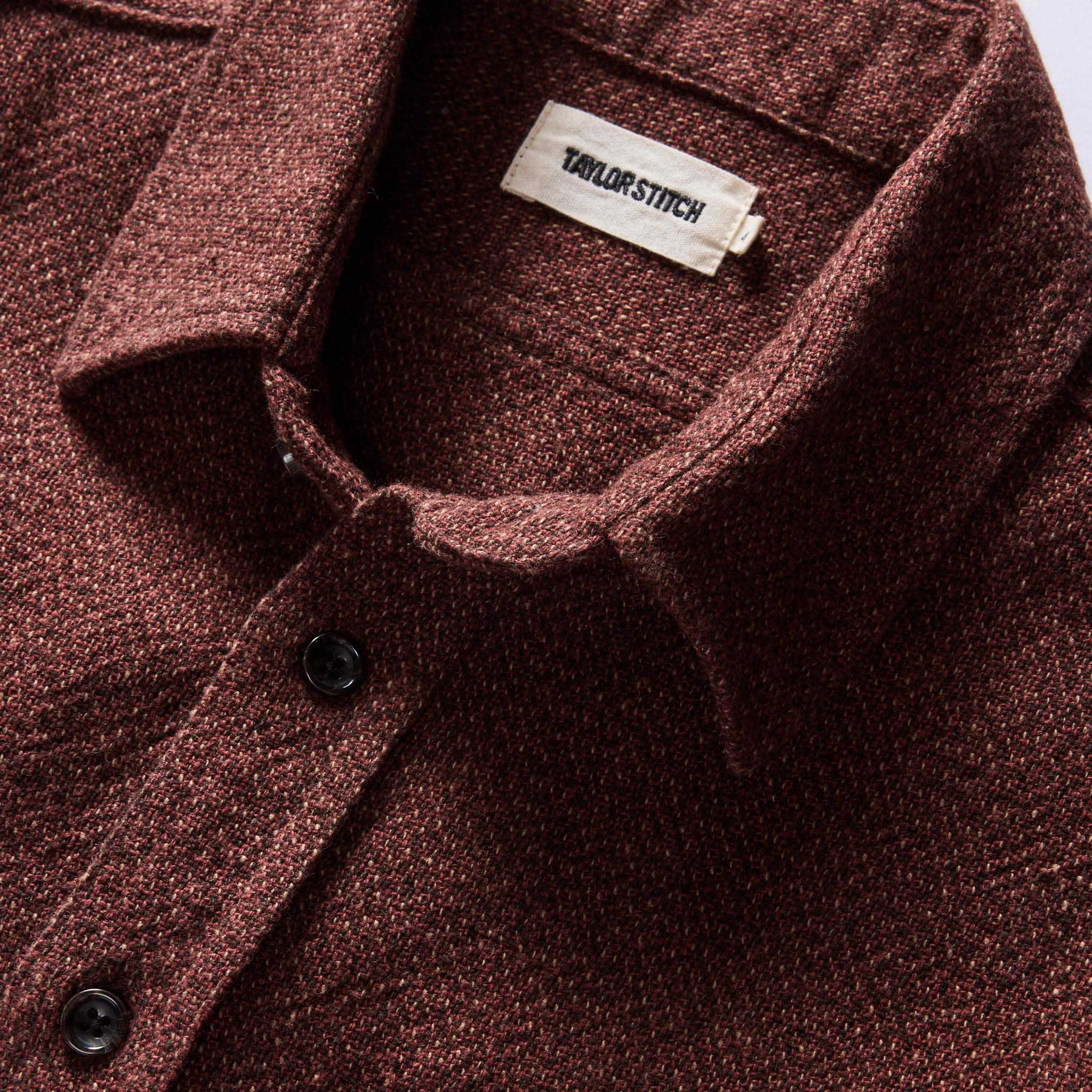 The Ledge Shirt in Burgundy Linen Tweed - Image 6