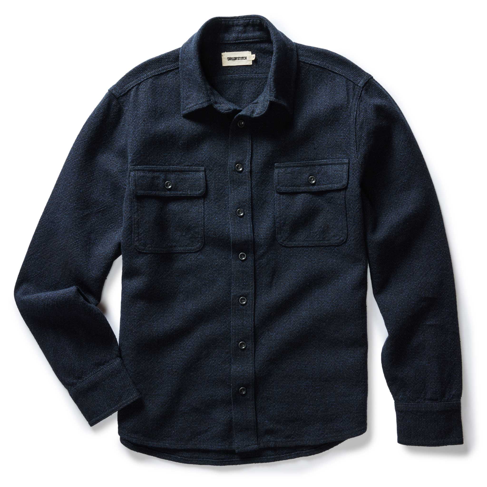The Ledge Shirt in Dark Navy Linen Tweed - Image 6