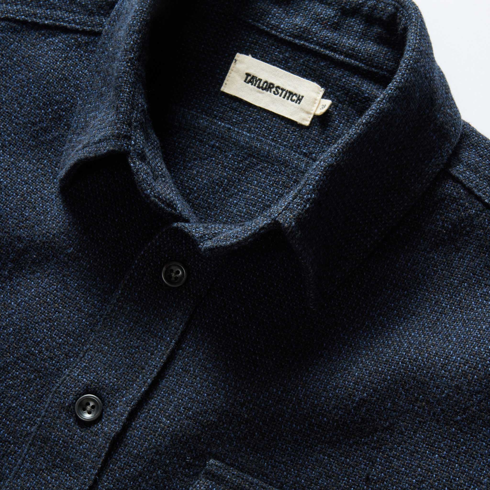 The Ledge Shirt in Dark Navy Linen Tweed - Image 7