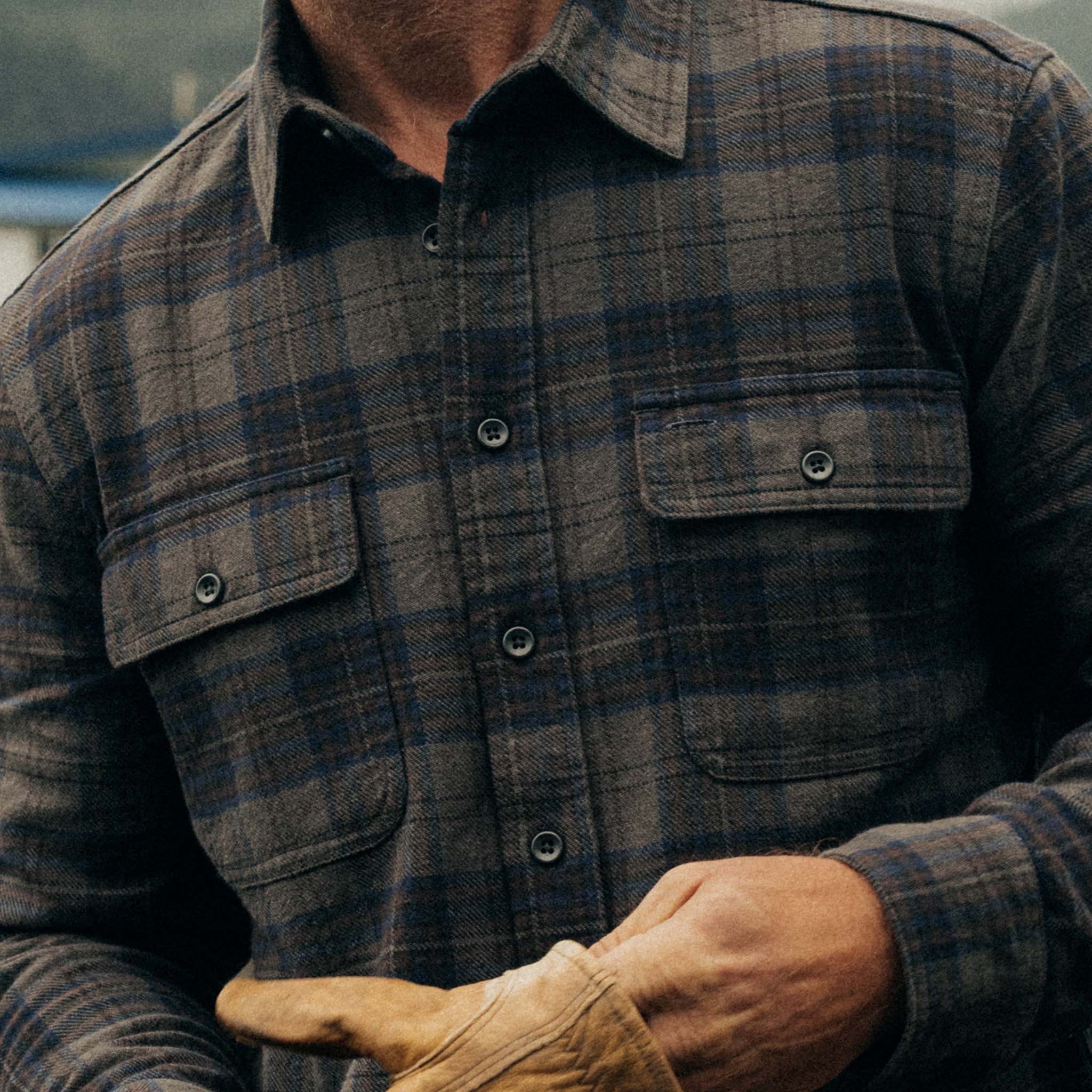 The Ledge Shirt in Heather Granite Plaid - Image 3