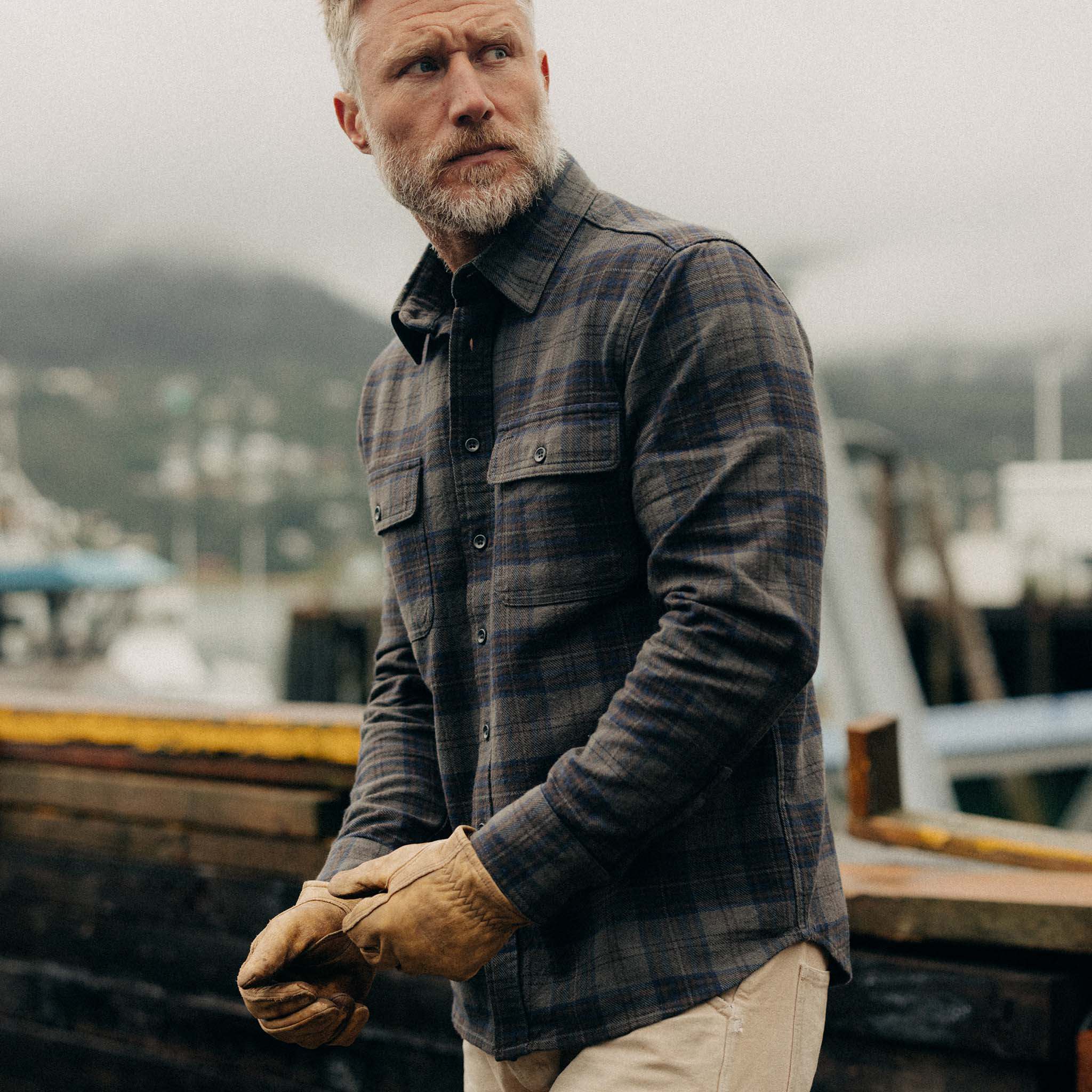 The Ledge Shirt in Heather Granite Plaid - Image 5