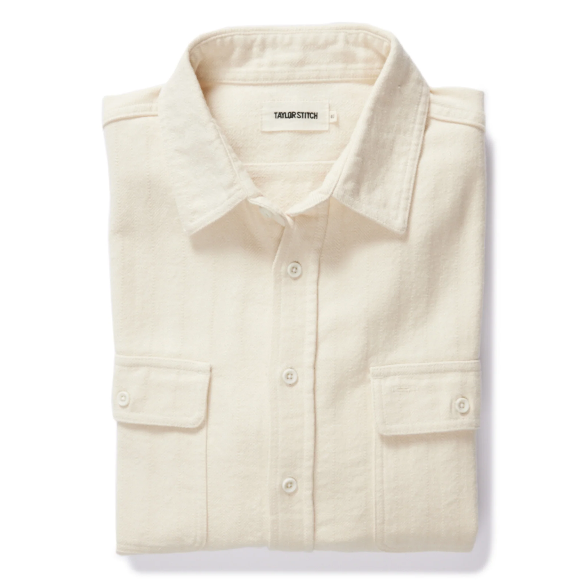 The Ledge Shirt in Oyster Herringbone