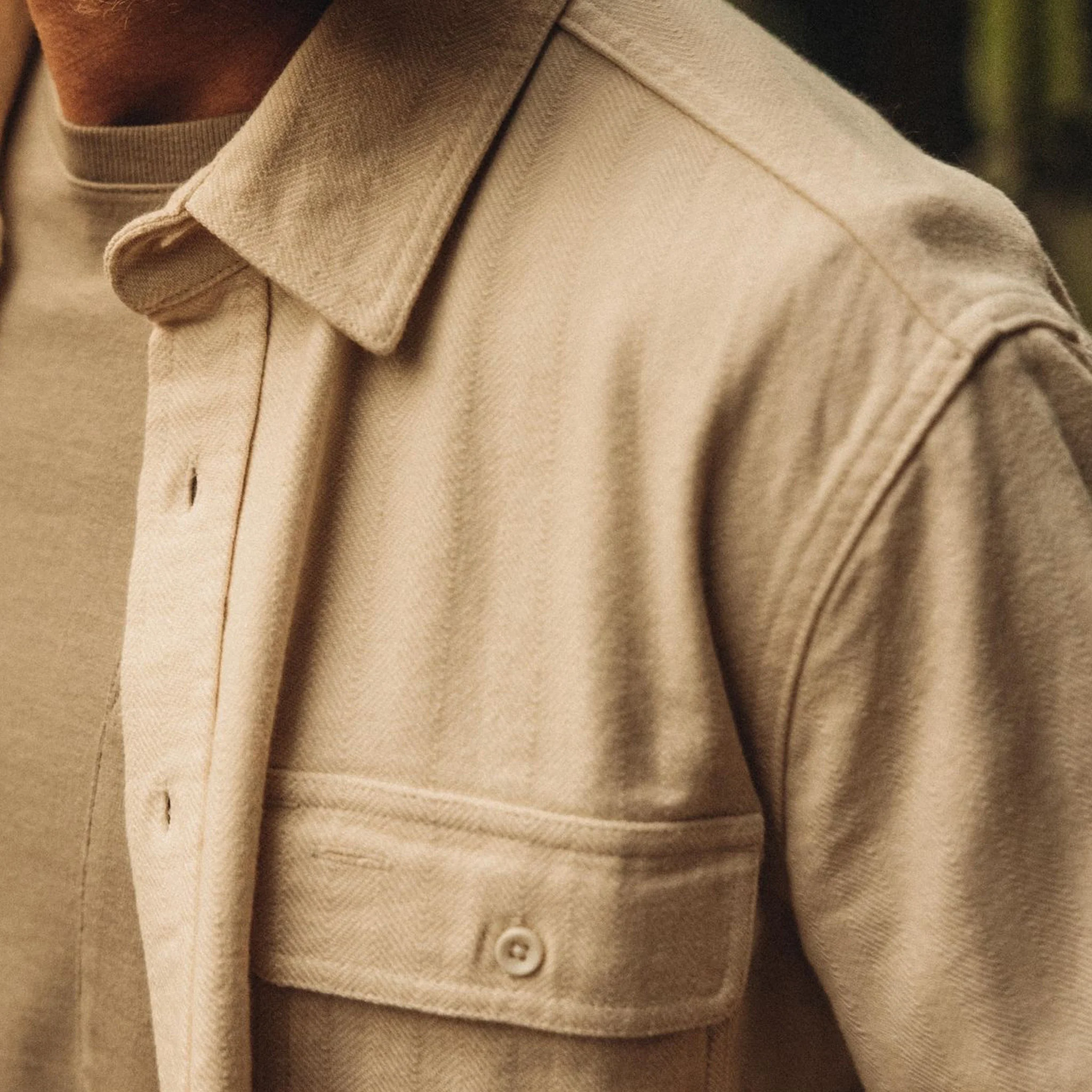 The Ledge Shirt in Oyster Herringbone - Image 3