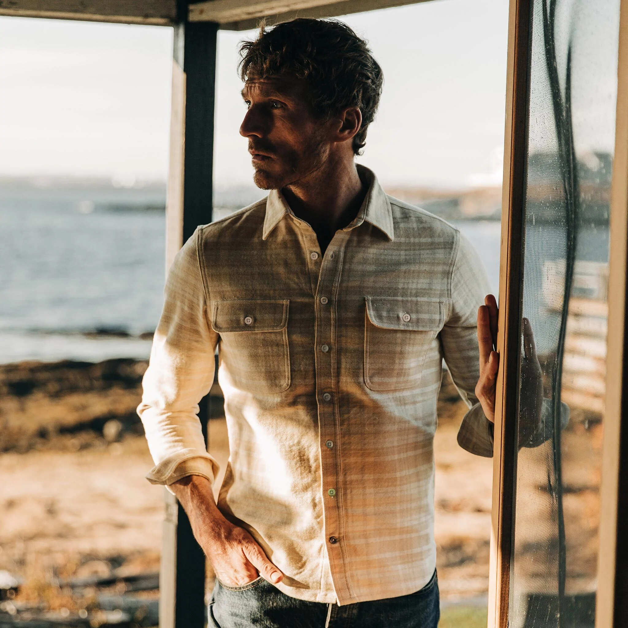 The Ledge Shirt in Sand Plaid - Image 4