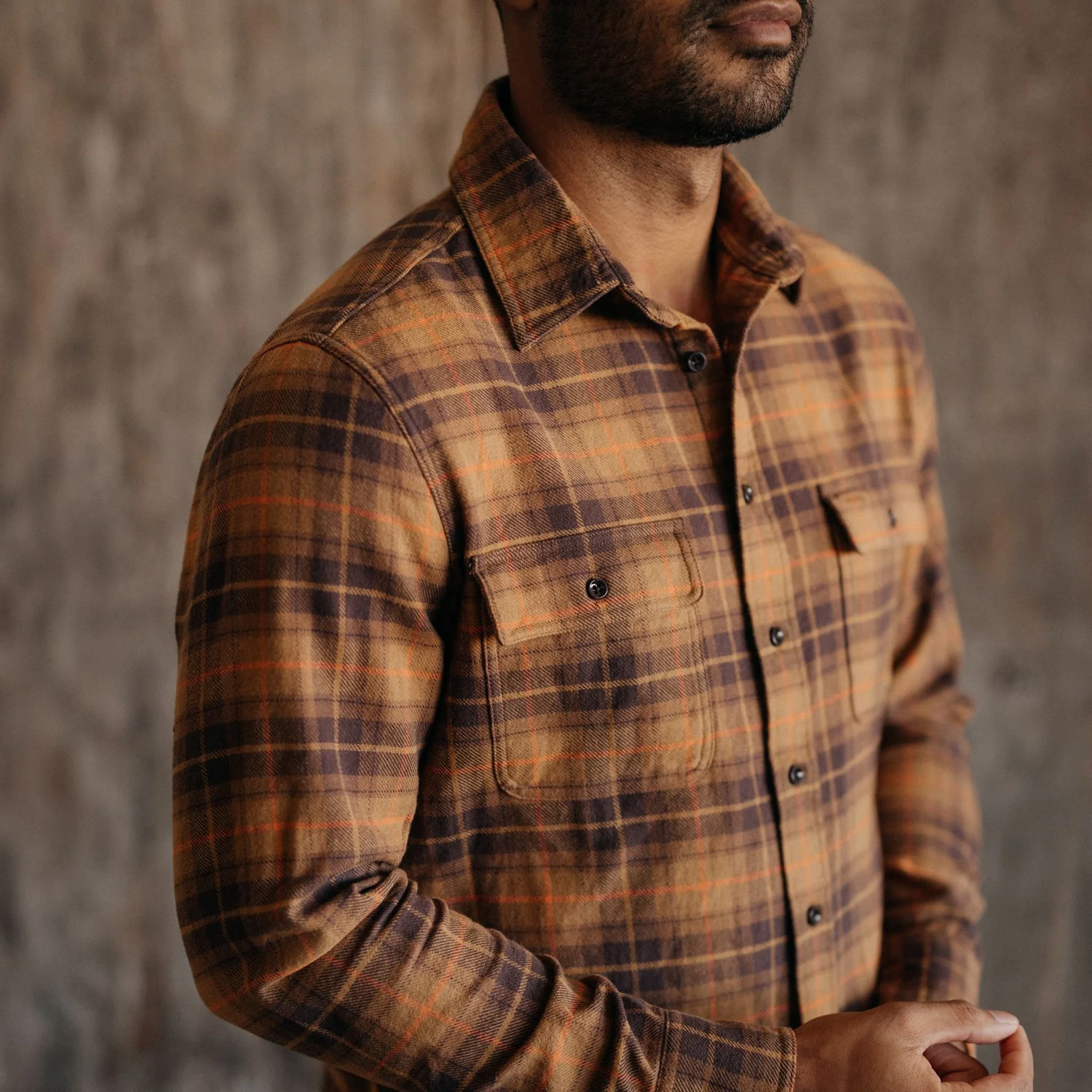 The Ledge Shirt in Tarnished Brass Plaid - Image 5