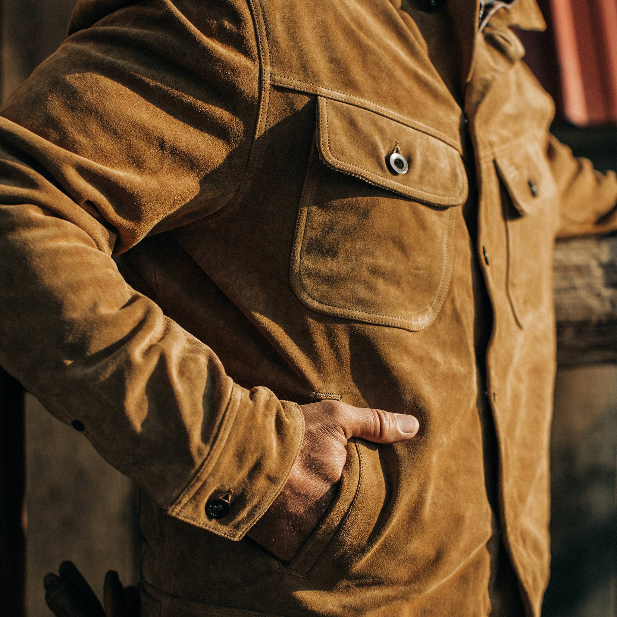The Lined Long Haul Jacket in Sand Suede - Image 3