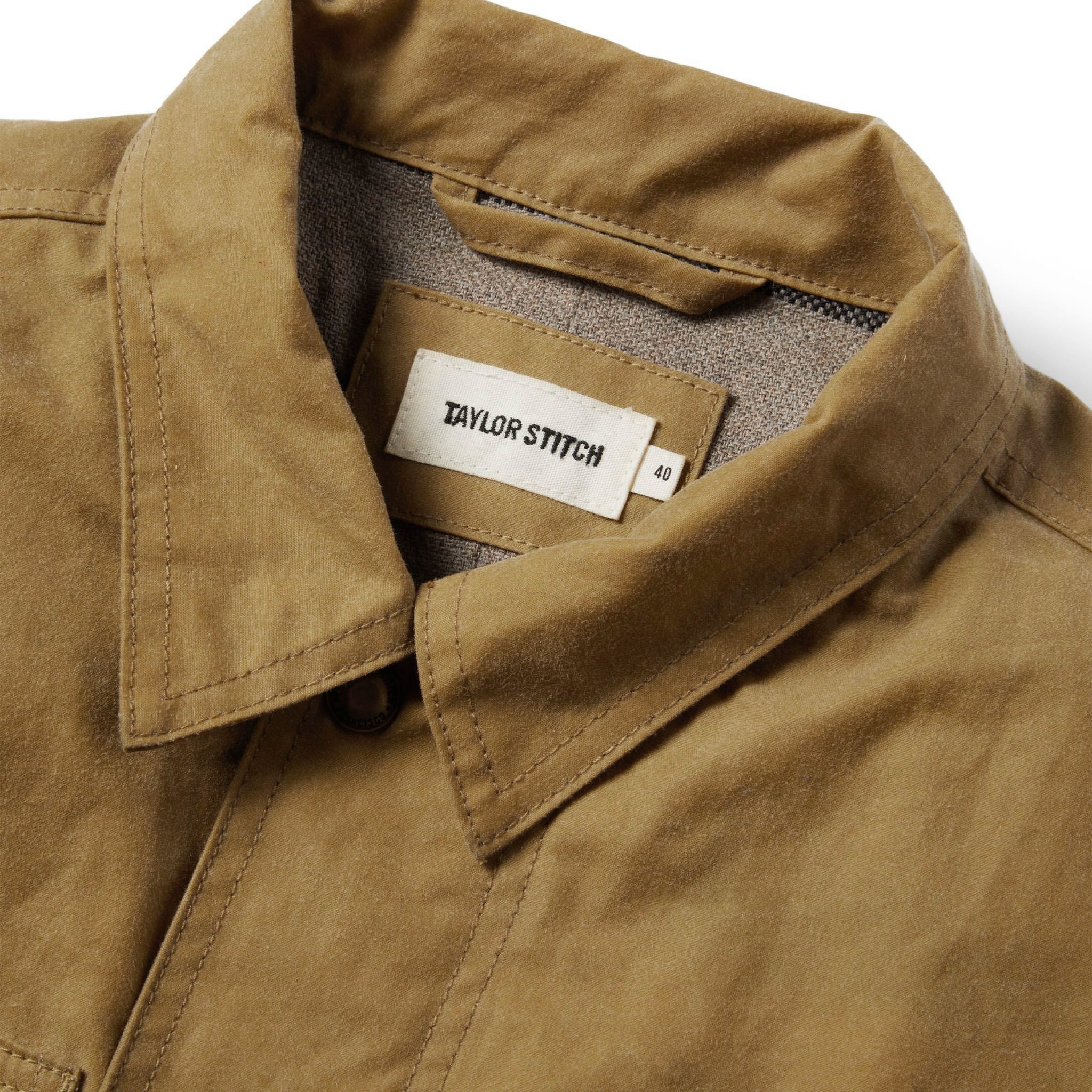 The Lined Longshore Jacket in Harvest Tan Waxed Canvas - Image 7