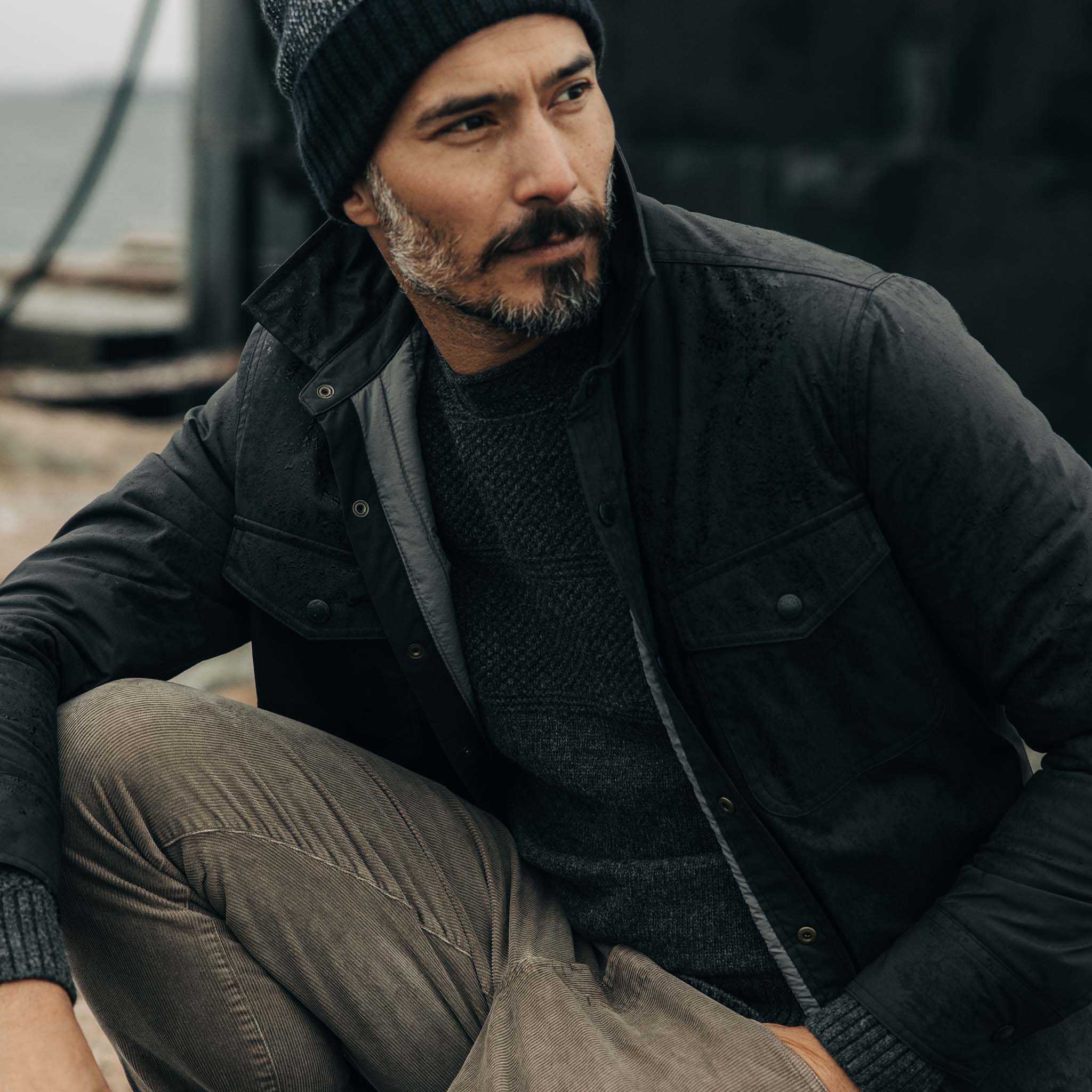 The Lined Maritime Shirt Jacket in Coal - Image 4