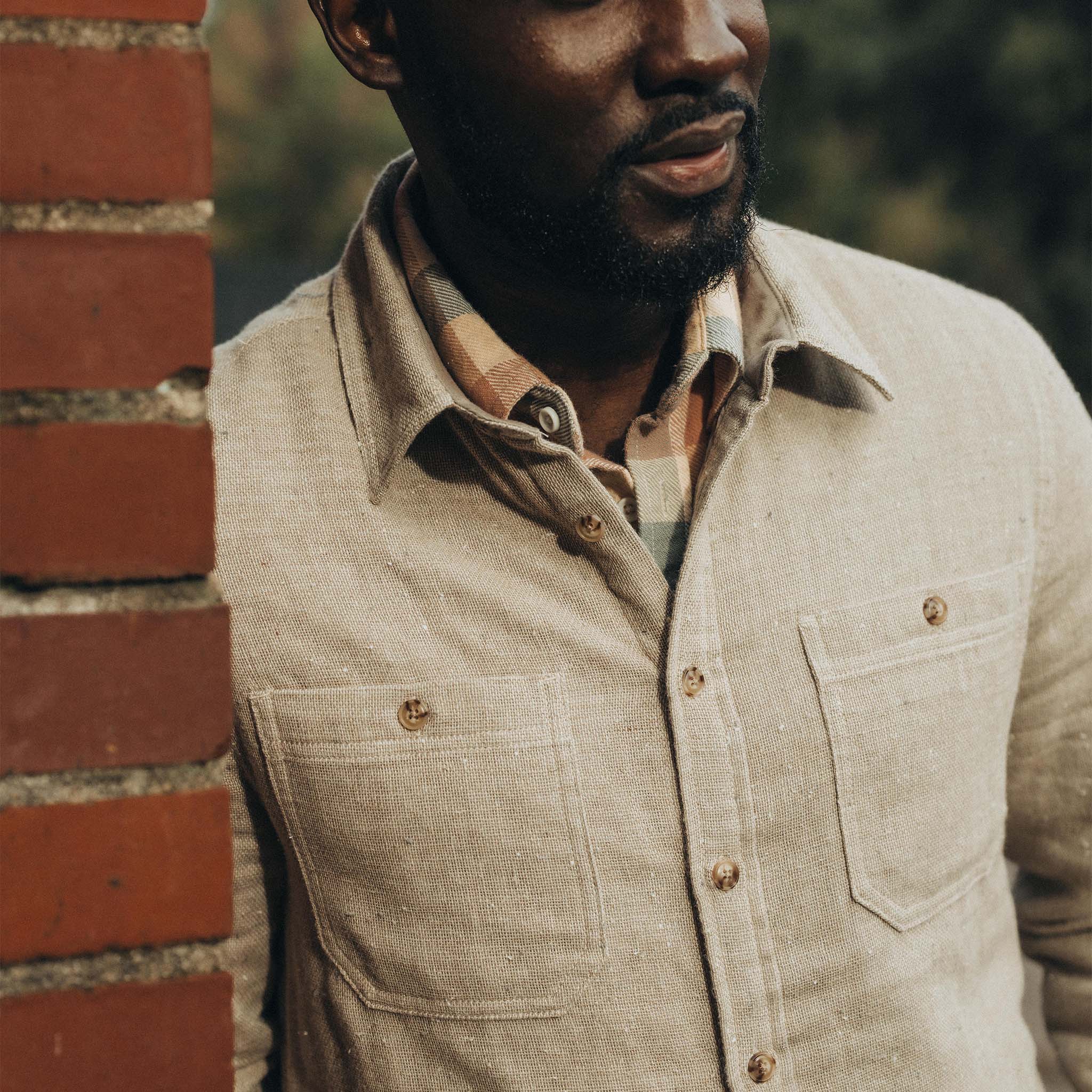 The Lined Utility Shirt in Oat Donegal - Image 3