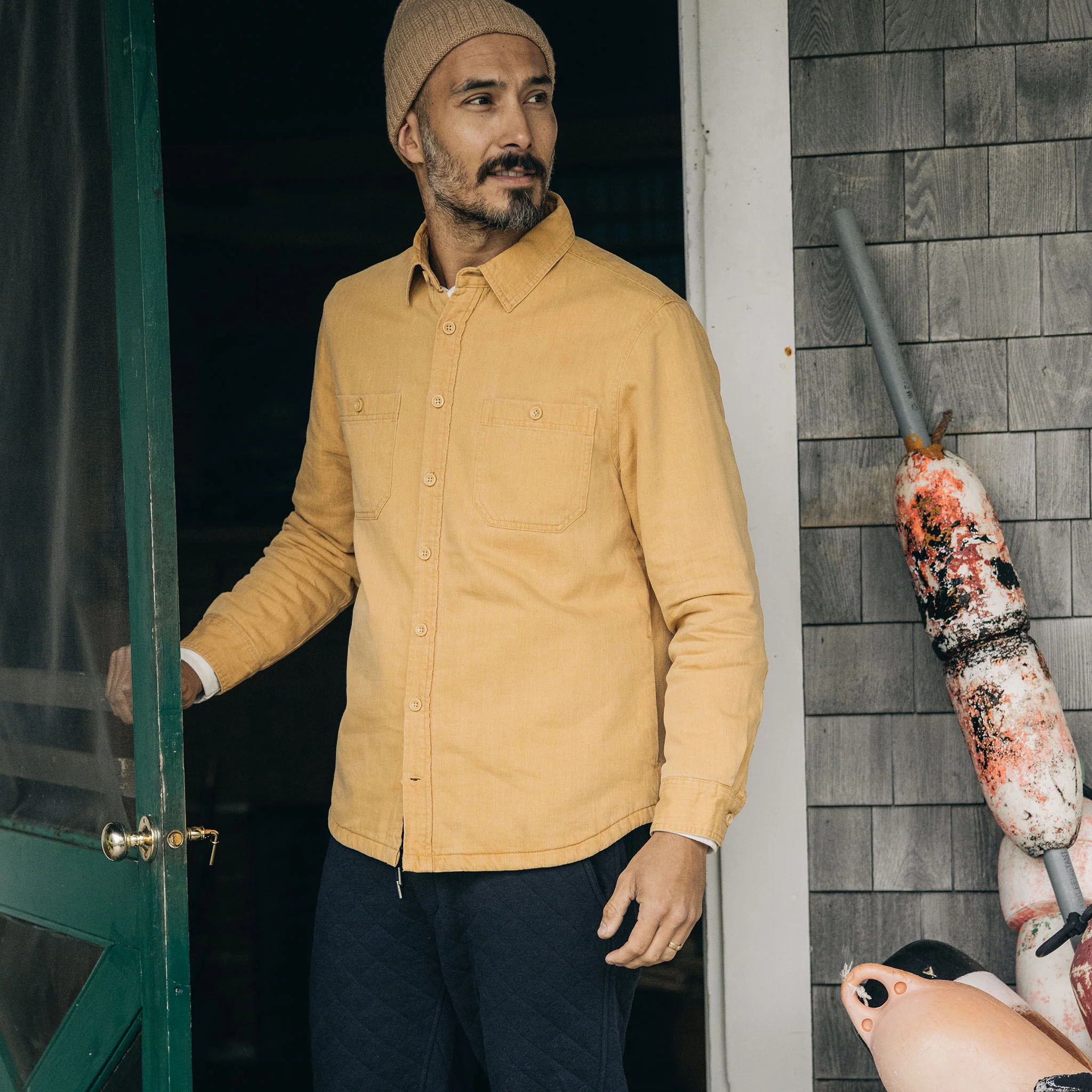 The Lined Utility Shirt in Wheat Denim - Image 2