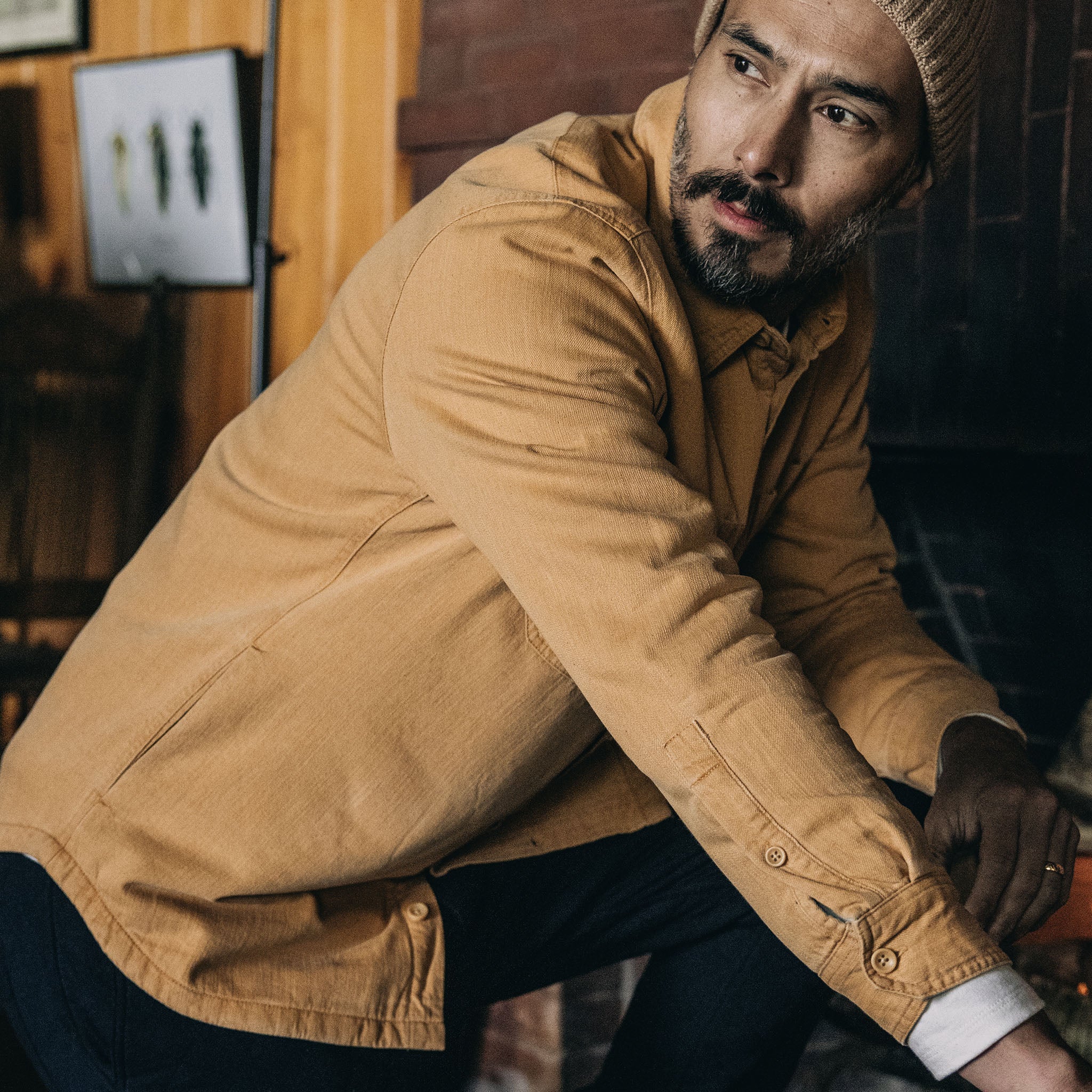 The Lined Utility Shirt in Wheat Denim - Image 4