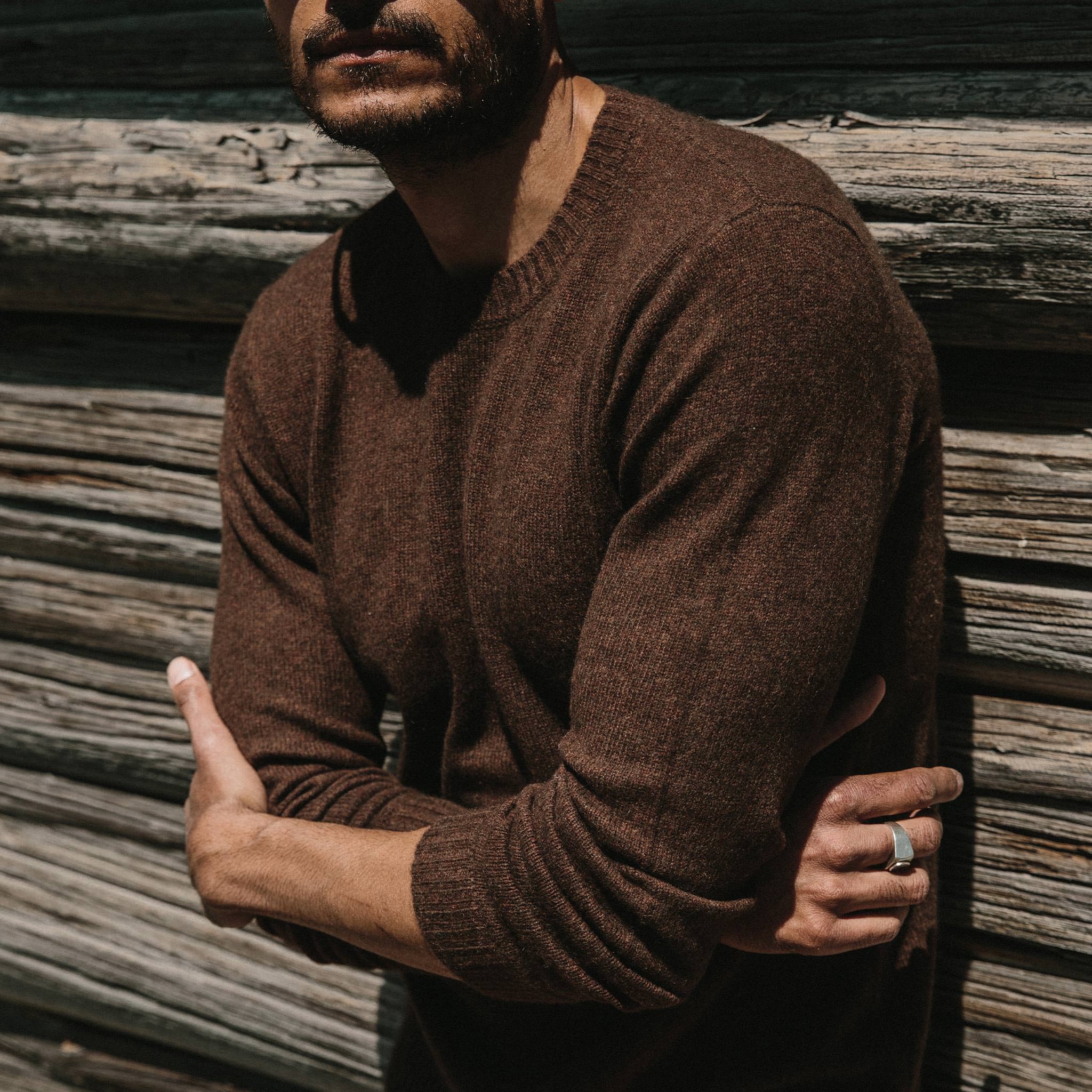 The Lodge Sweater in Heather Dark Burgundy - Image 3