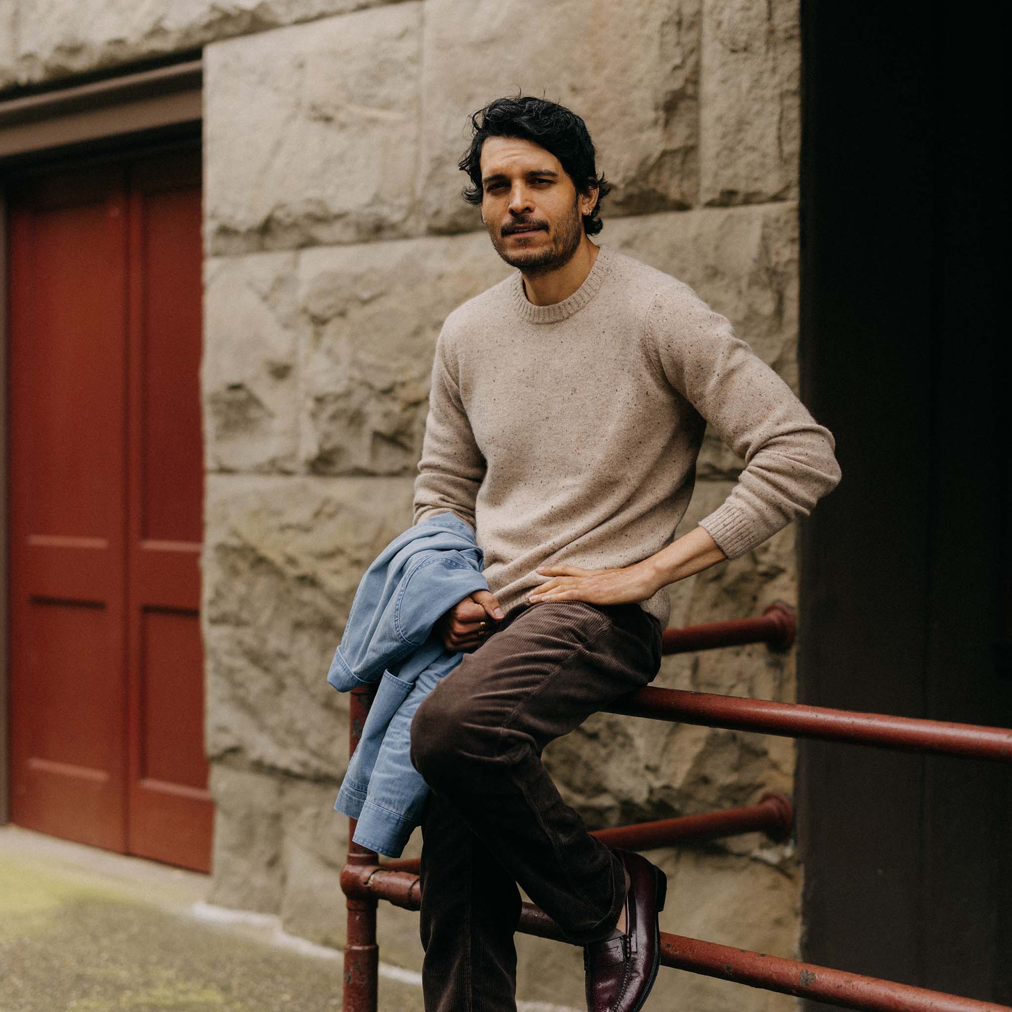 The Lodge Sweater in Sand Donegal - Image 2