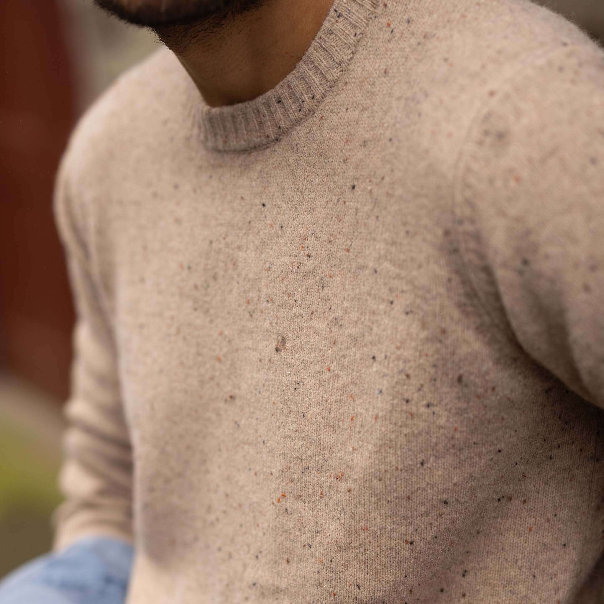 The Lodge Sweater in Sand Donegal - Image 3