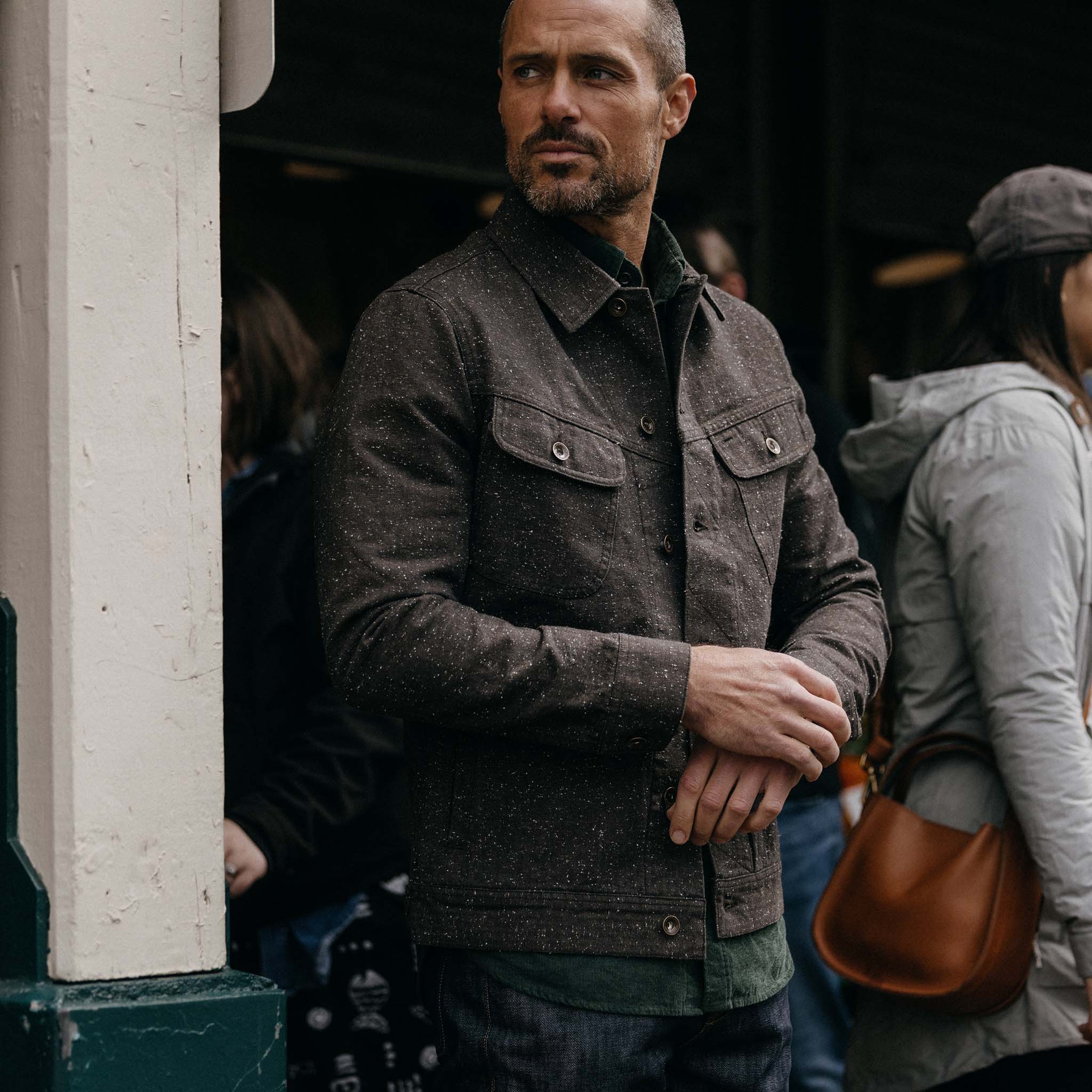 The Long Haul Jacket in Peat Nep Herringbone - Image 2