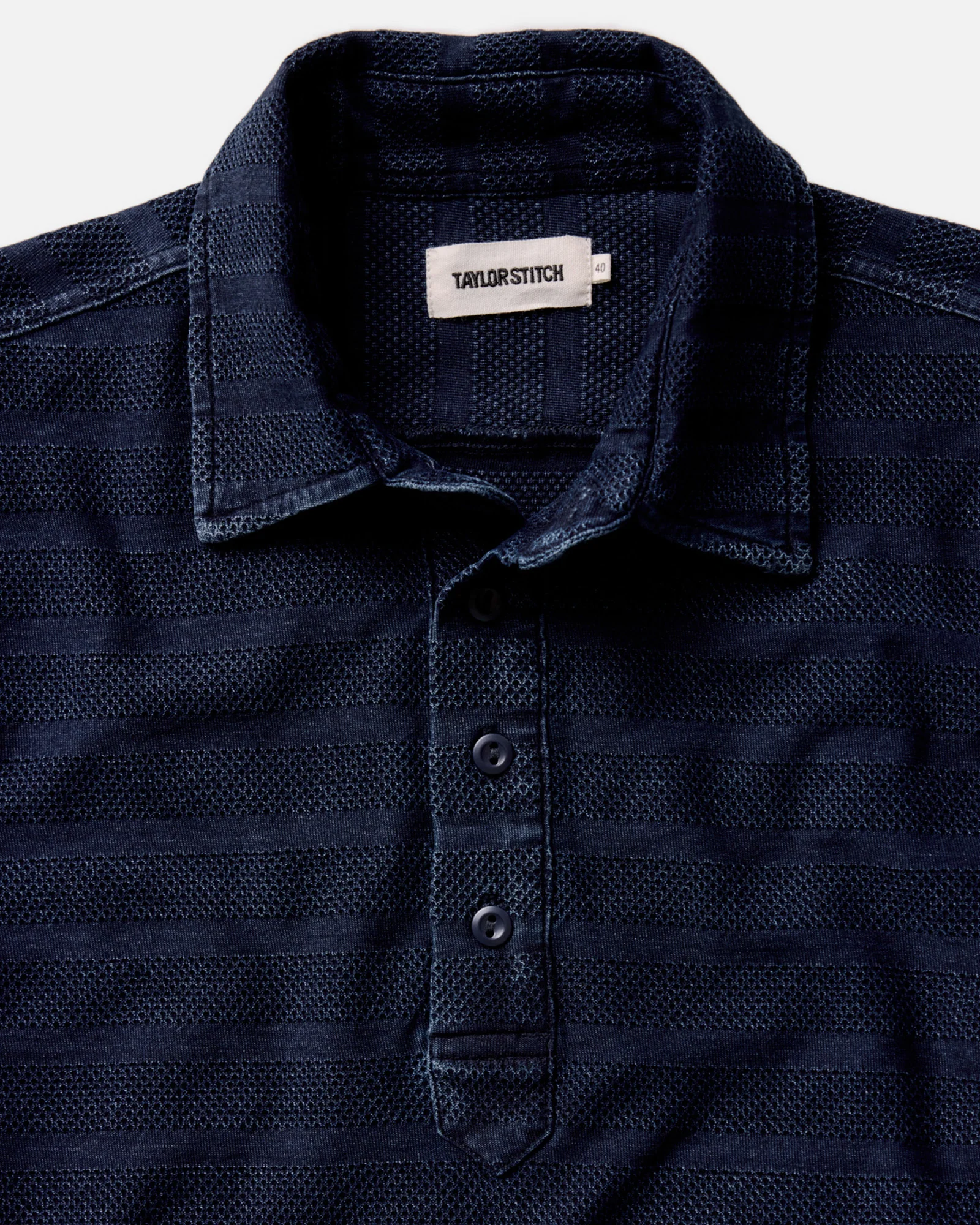 The Long Sleeve Polo in Indigo Knit Stripe - Image 6