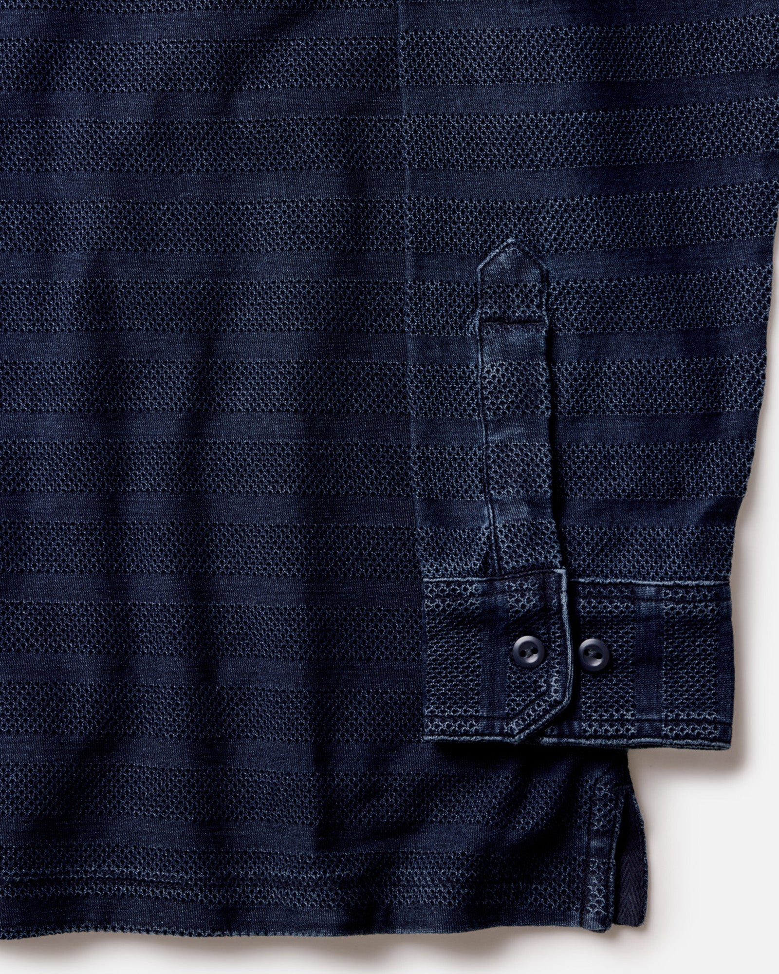 The Long Sleeve Polo in Indigo Knit Stripe - Image 7
