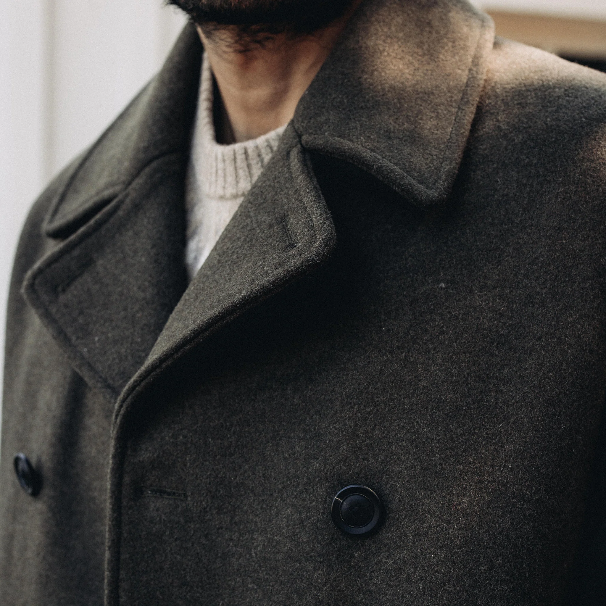The Mariner Coat in Army Melton Wool - Image 4