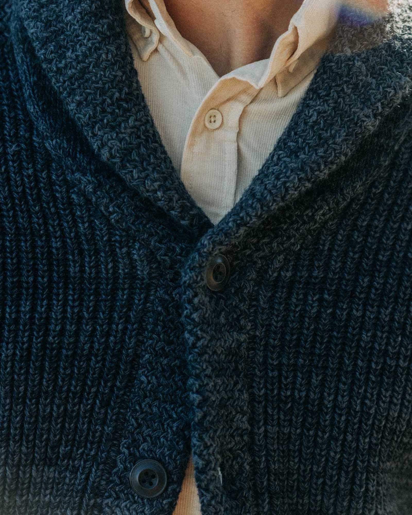 The Mariner Shawl Cardigan in Ink Slub - Image 3